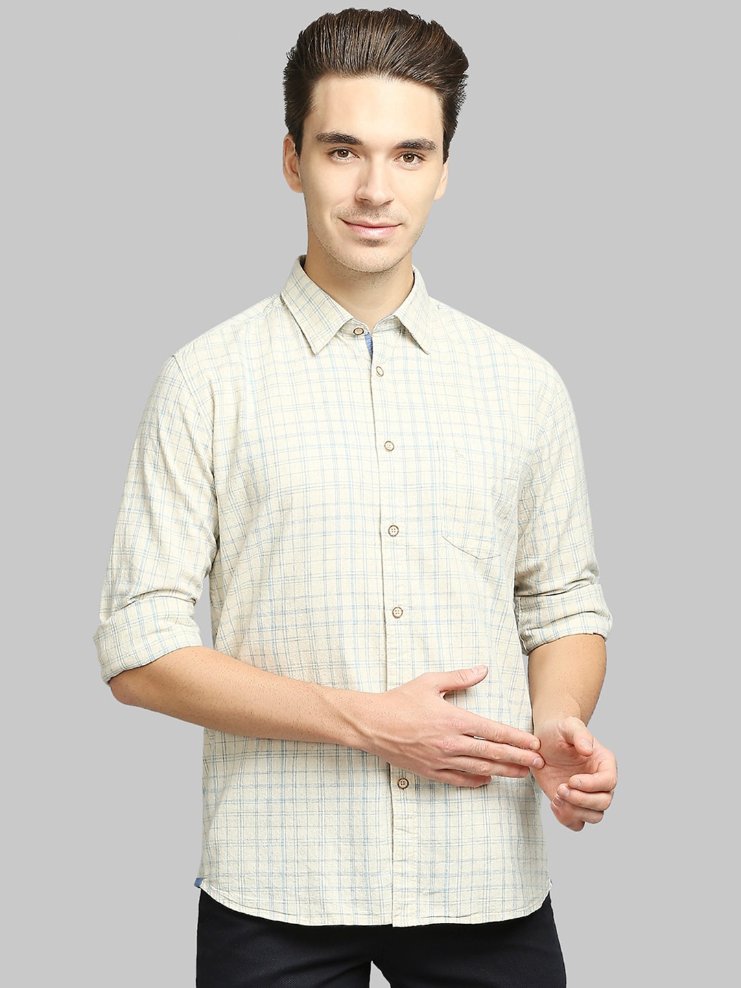 

Parx Men Brown Slim Fit Checked Casual Shirt