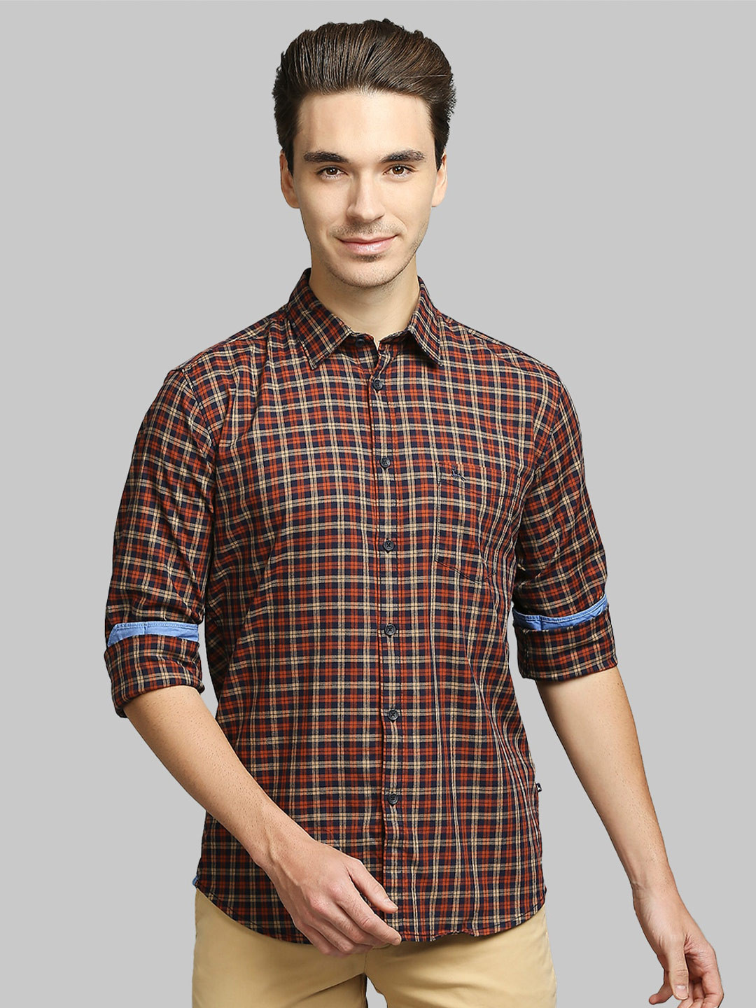 

Parx Men Brown Slim Fit Checked Casual Shirt