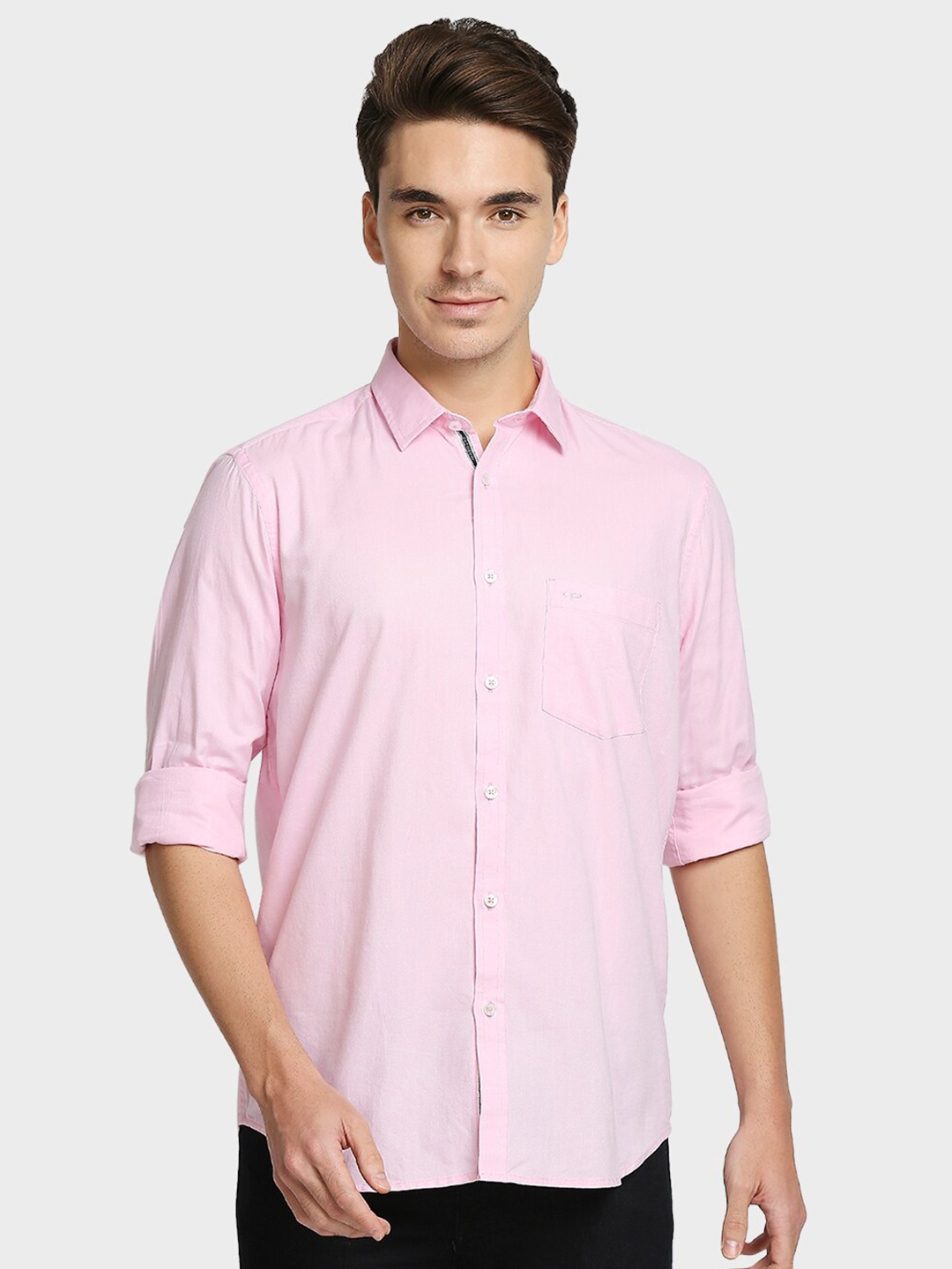 

ColorPlus Men Pink Regular Fit Solid Cotton Casual Shirt
