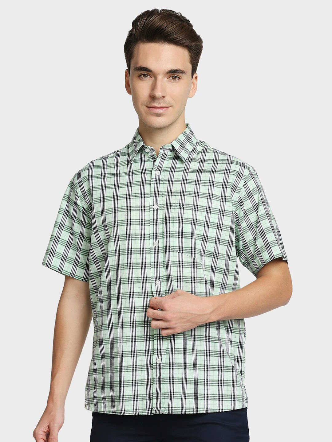 

ColorPlus Men Green Tartan Checks Checked Casual Shirt