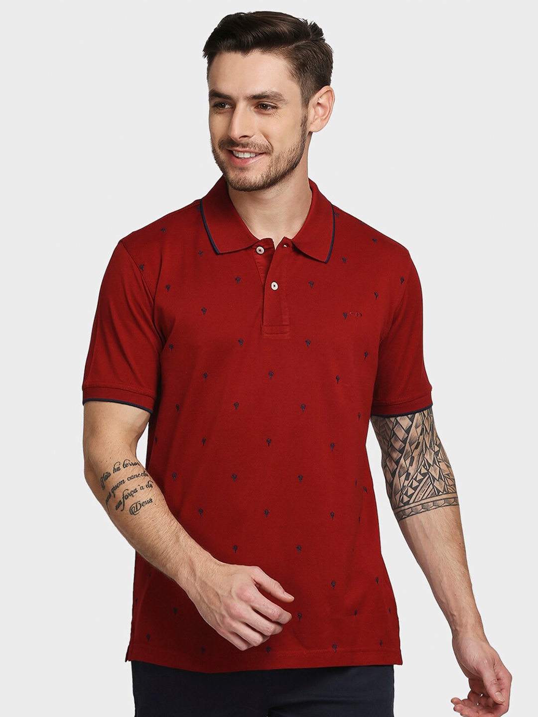 

ColorPlus Men Red Polo Collar T-shirt