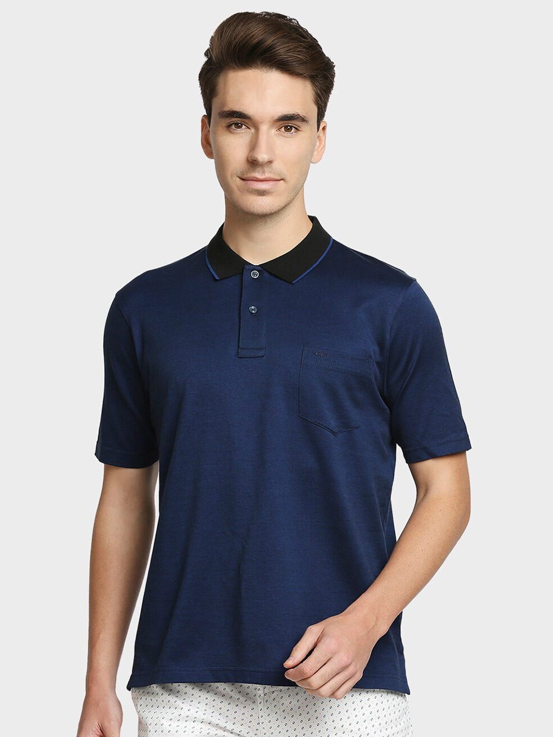 

ColorPlus Men Blue Polo Collar Pockets T-shirt