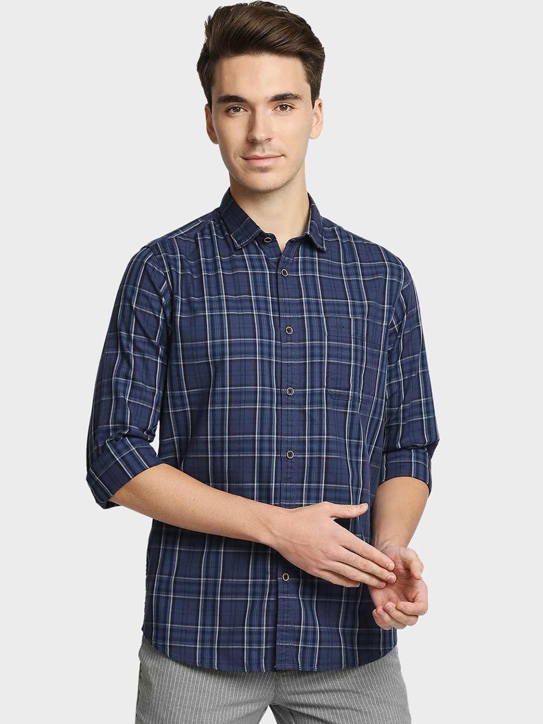 

ColorPlus Men Blue Checked Casual Shirt