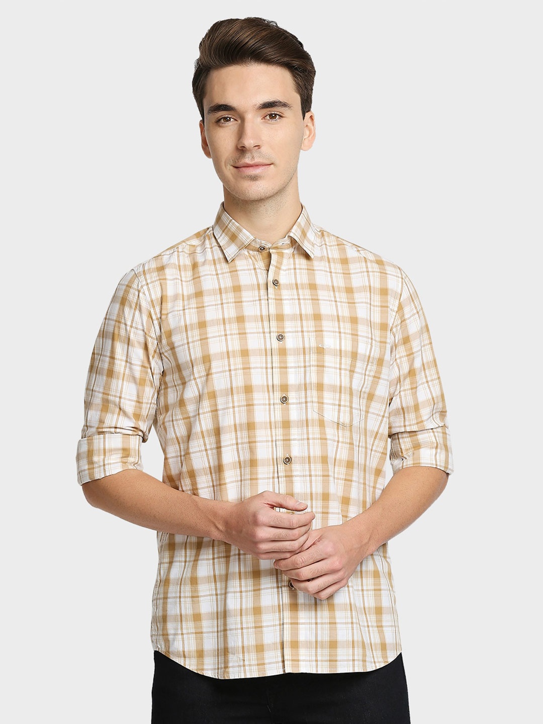 

ColorPlus Men Brown Checked Casual Shirt