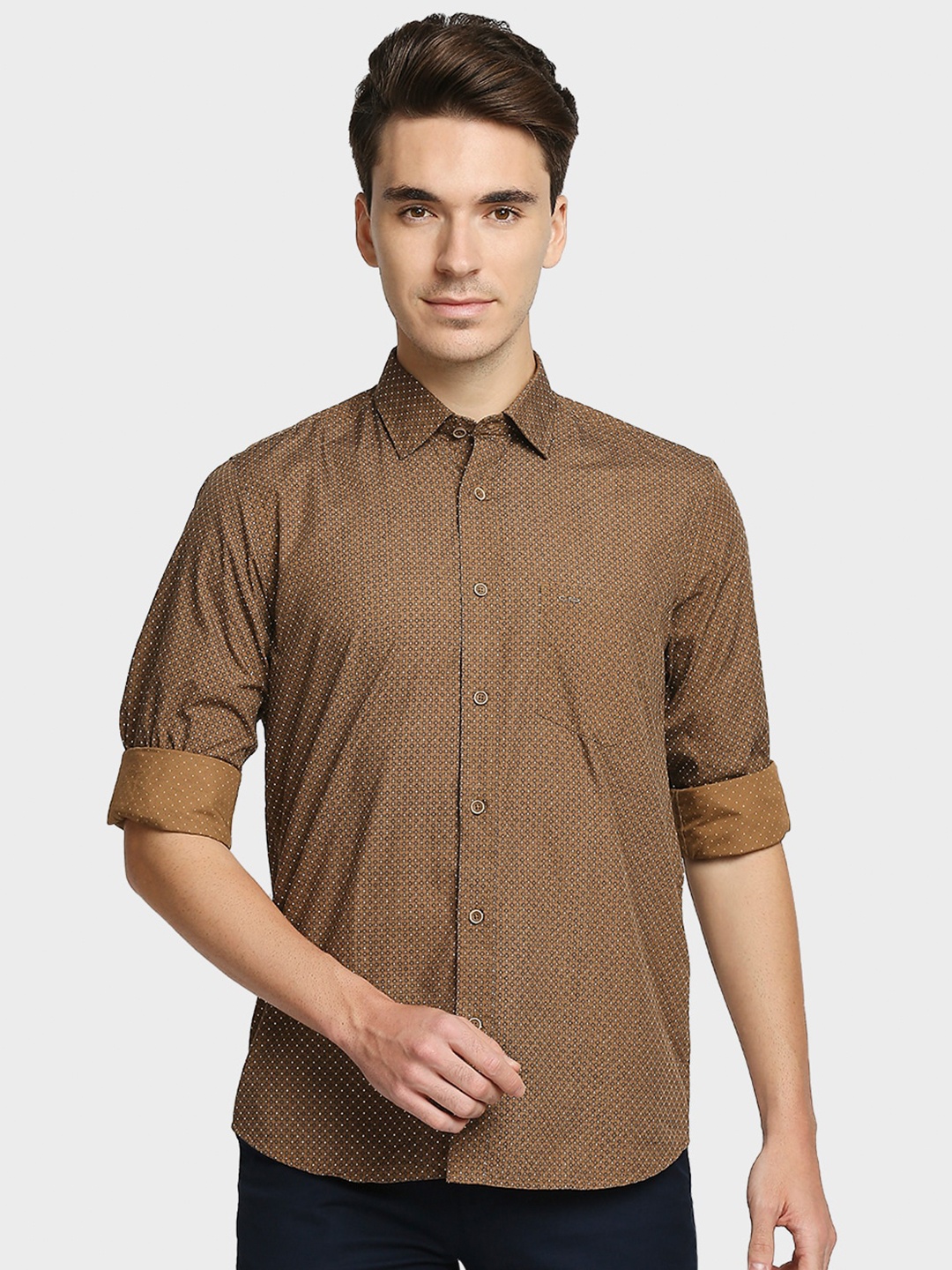 

ColorPlus Men Brown Printed Regular Fit Casual Shirt