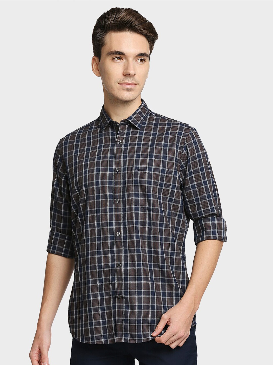 

ColorPlus Men Brown & Blue Tartan Checks Checked Casual Shirt