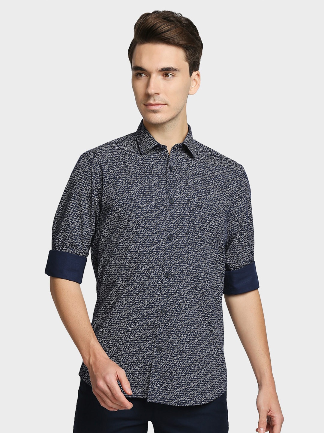 

ColorPlus Men Navy Blue Printed Casual Shirt
