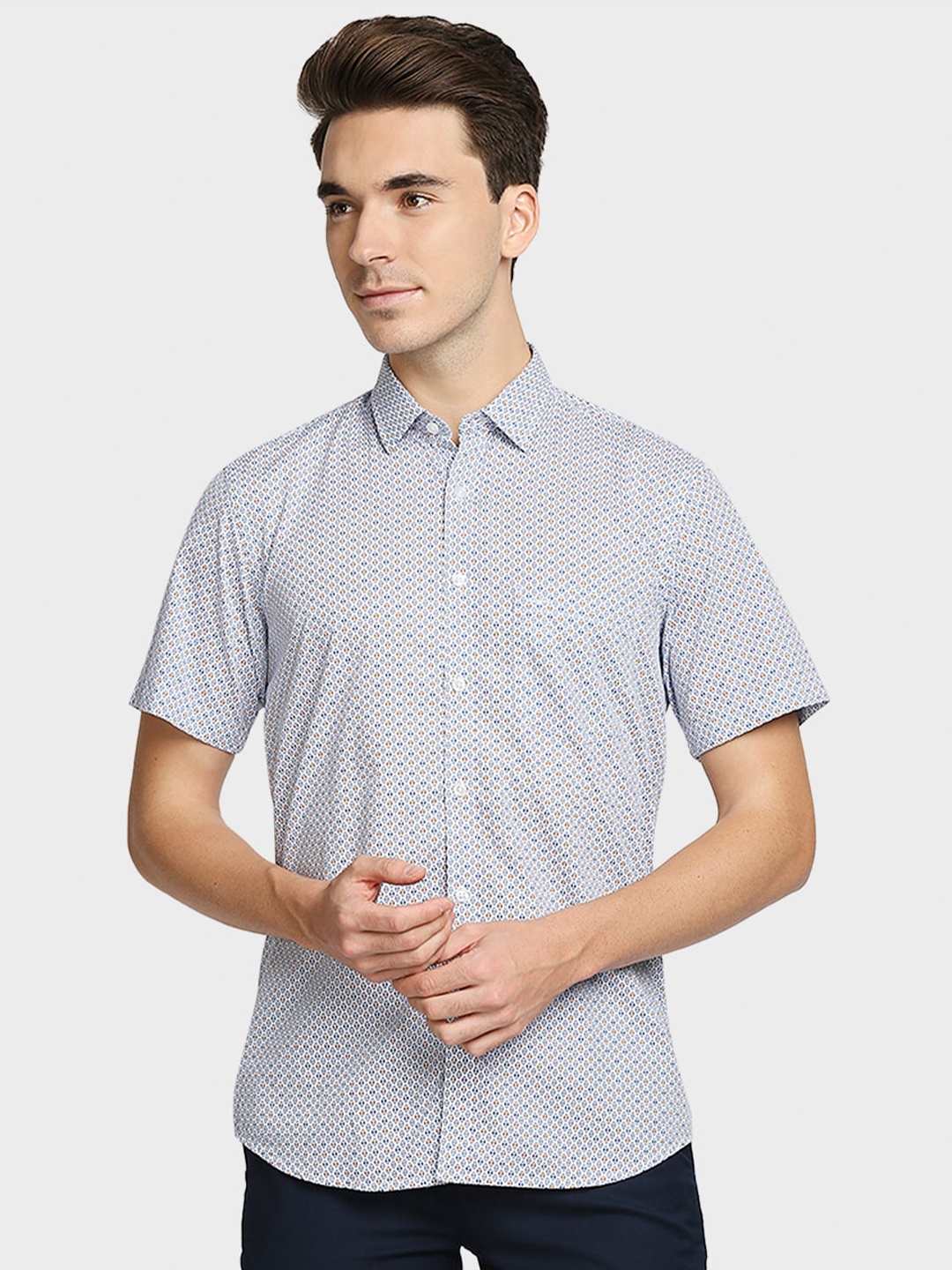 

ColorPlus Men Blue Printed Casual Shirt