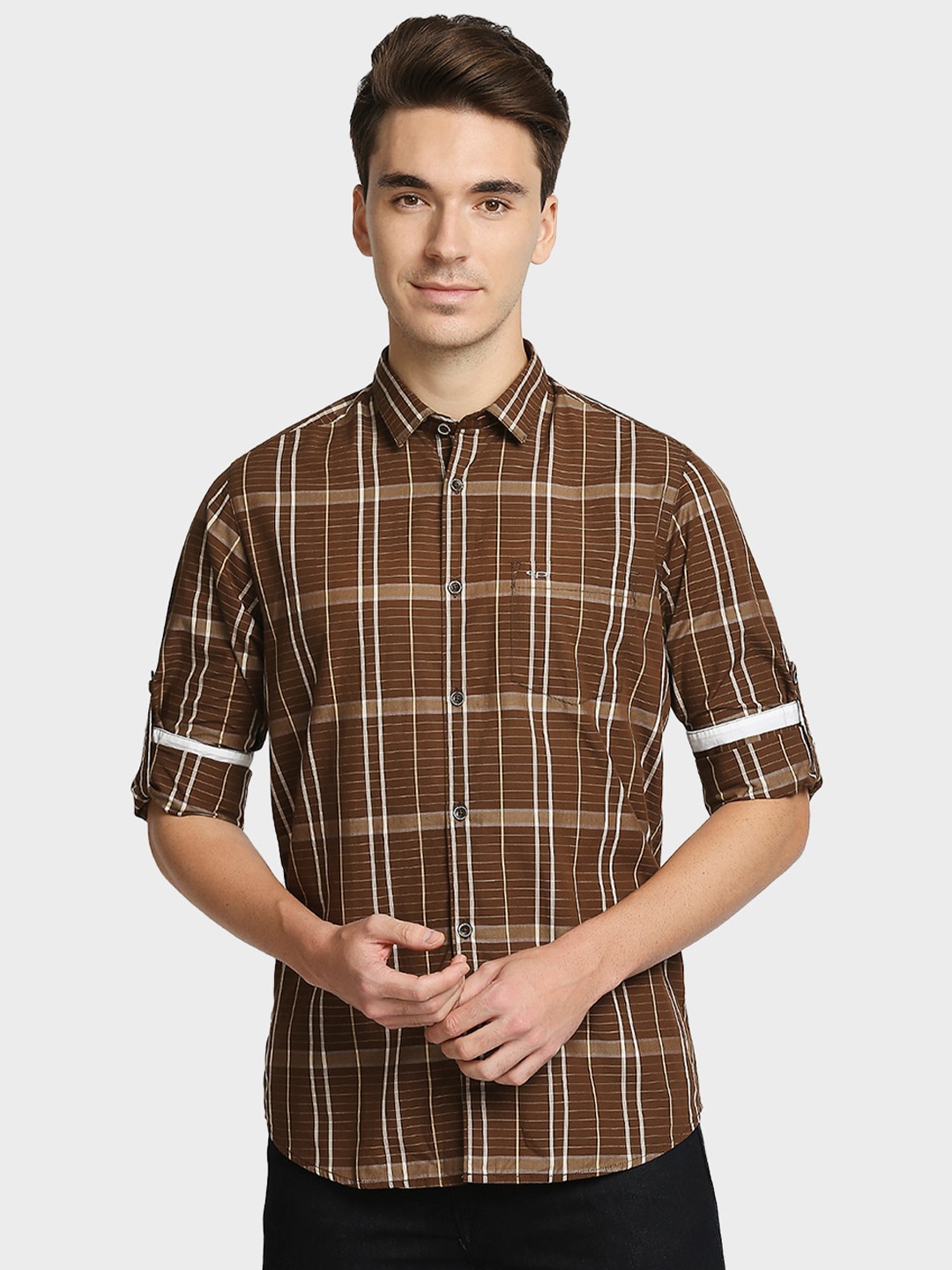 

ColorPlus Men Green Tartan Checks Checked Casual Shirt