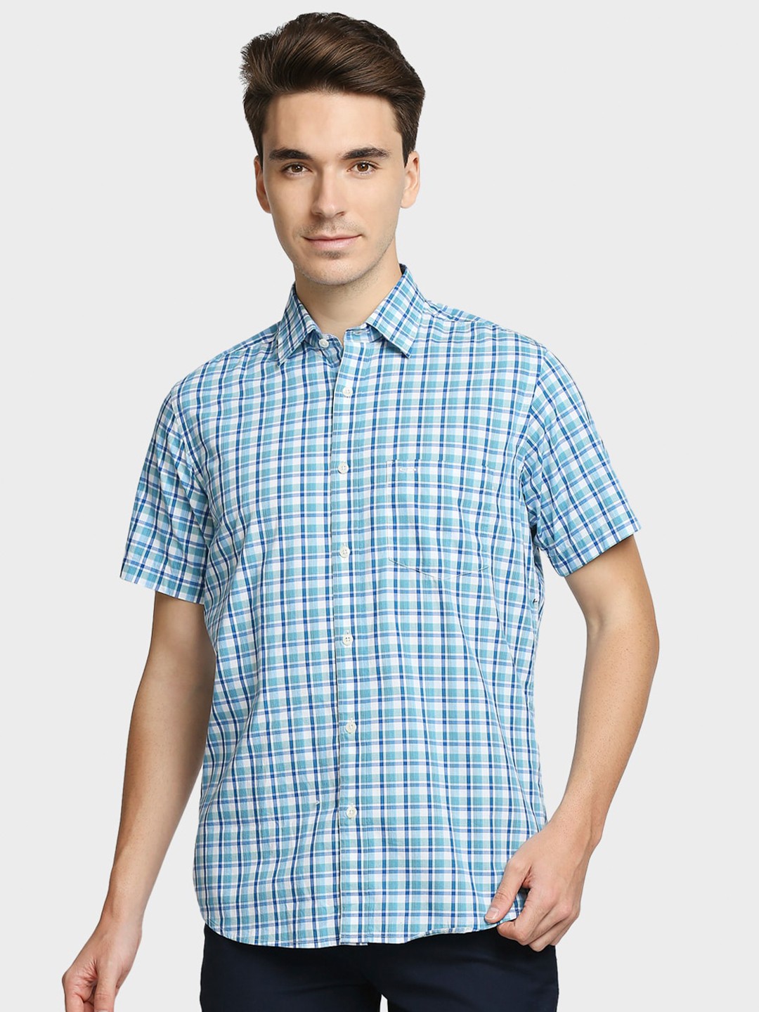 

ColorPlus Men Blue Tartan Checked Casual Shirt