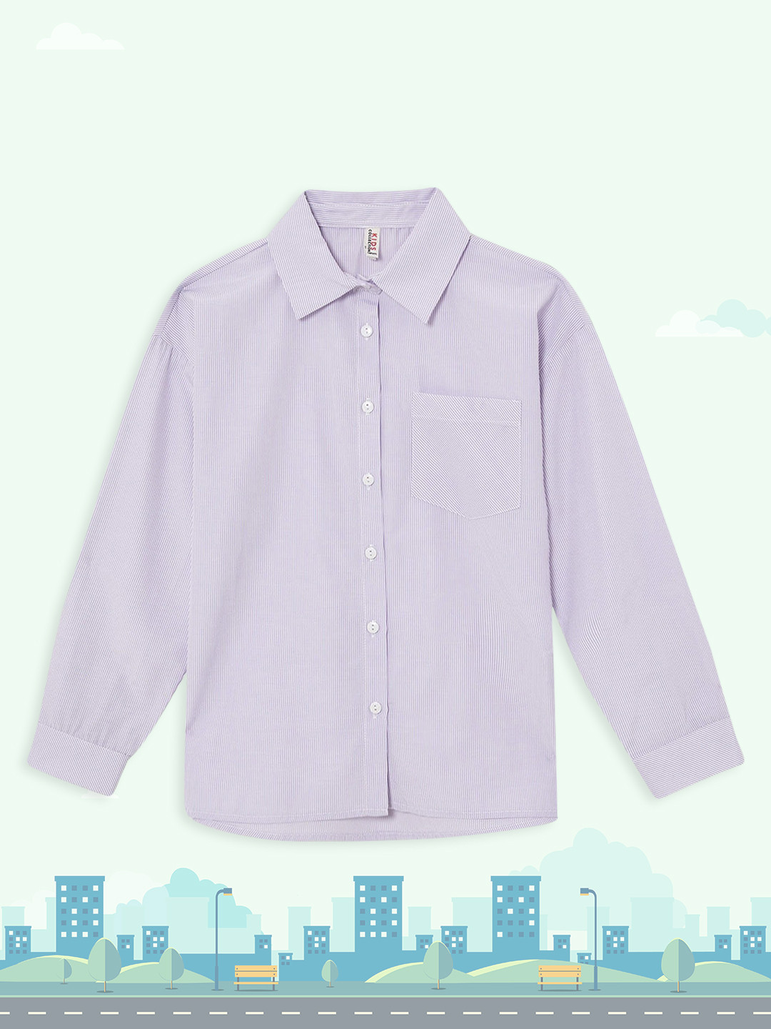 

DeFacto Girls Purple& White Striped Relaxed Fit Casual Shirt