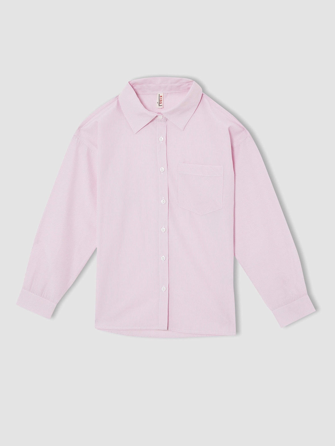 

DeFacto Girls Pink & White Striped Relaxed Fit Casual Shirt