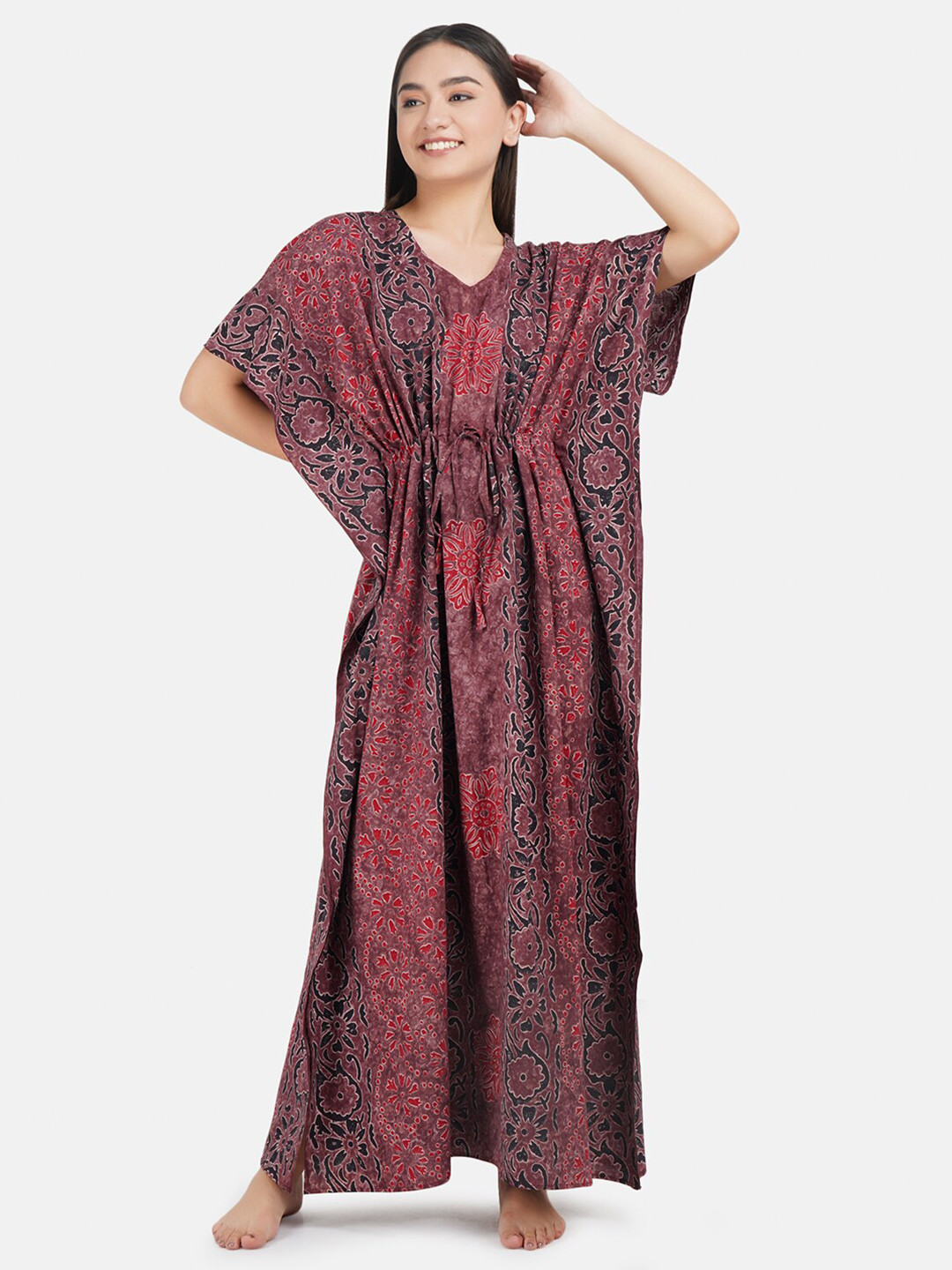 

KOI SLEEPWEAR Purple Floral Maxi Kaftan Nightdress