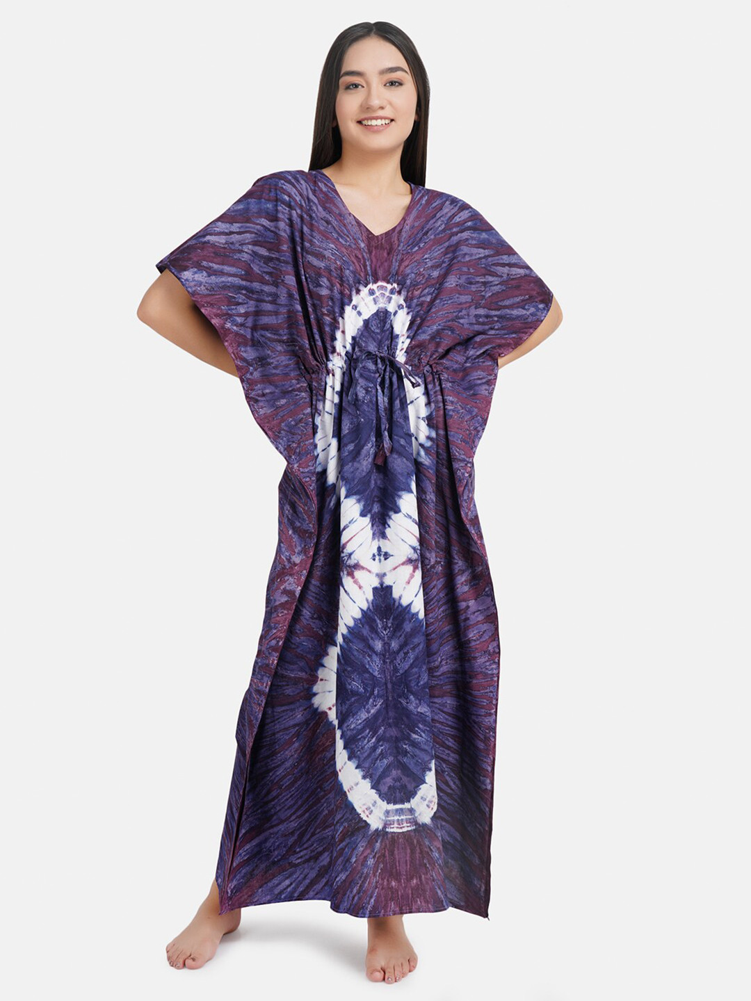 

KOI SLEEPWEAR Maroon Printed Maxi Nightdress