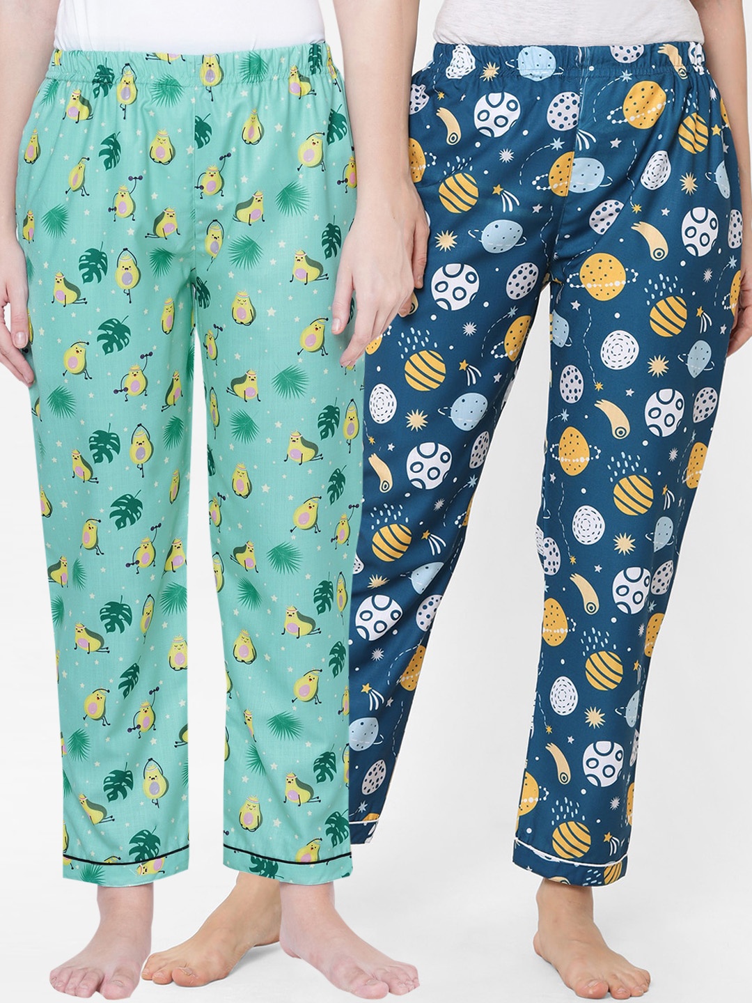 

FashionRack Pack of 2 Women Printed Lounge Pants, Green