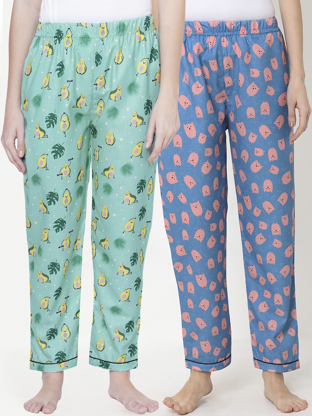 

FashionRack Pack of 2 Women Printed Lounge Pants, Green