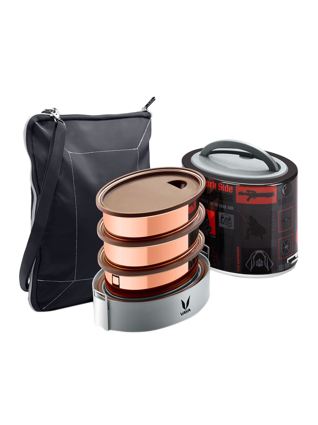 

Vaya Men Black & Red Printed Stainless Steel Lunch Box