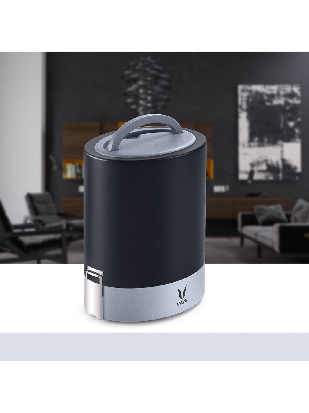 

Vaya Women Black & Grey Solid Lunch Box