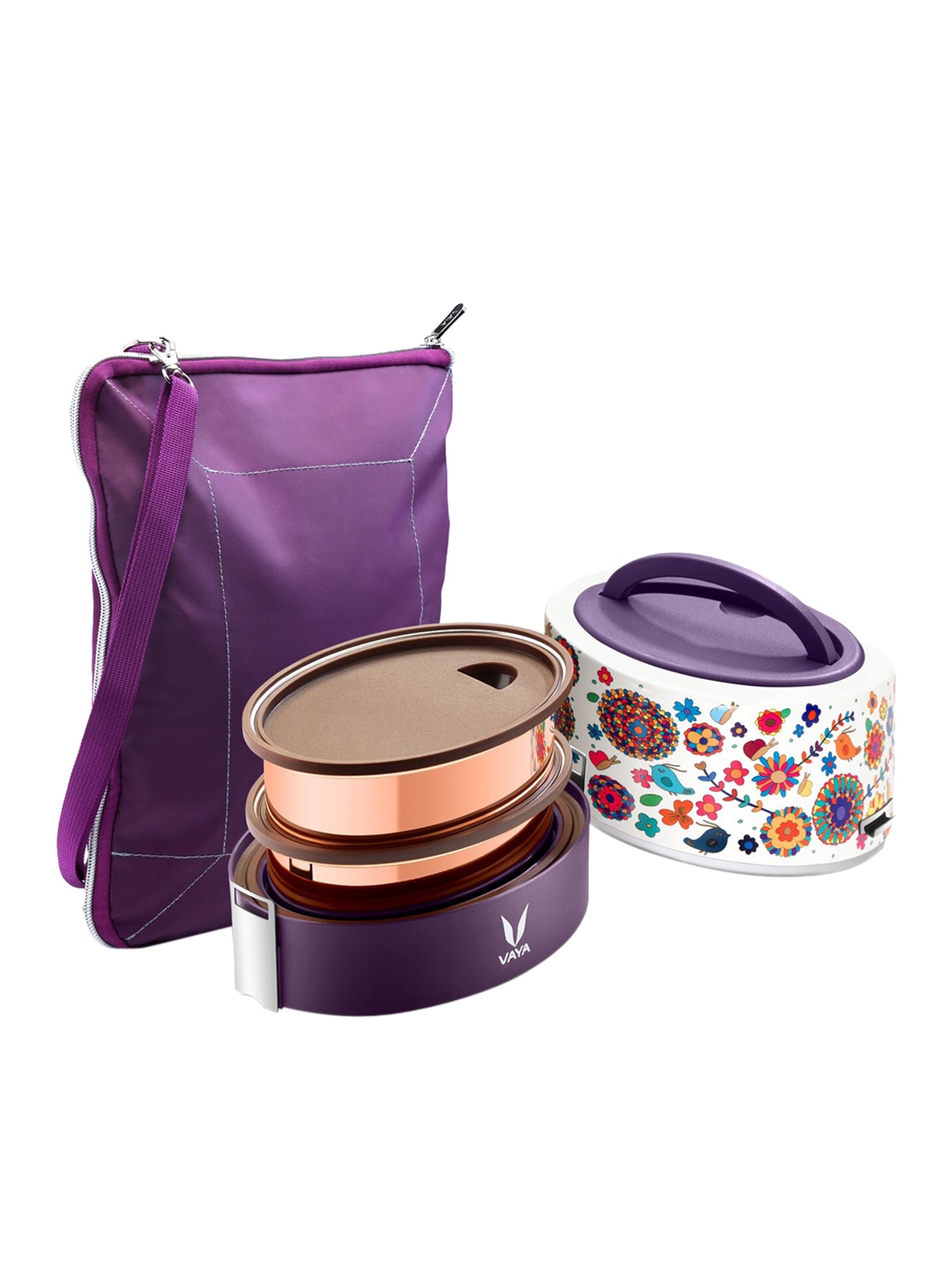 

Vaya Purple & Copper -Toned Tyffyn Insulated Lunch Box with BagMat - 600 ml