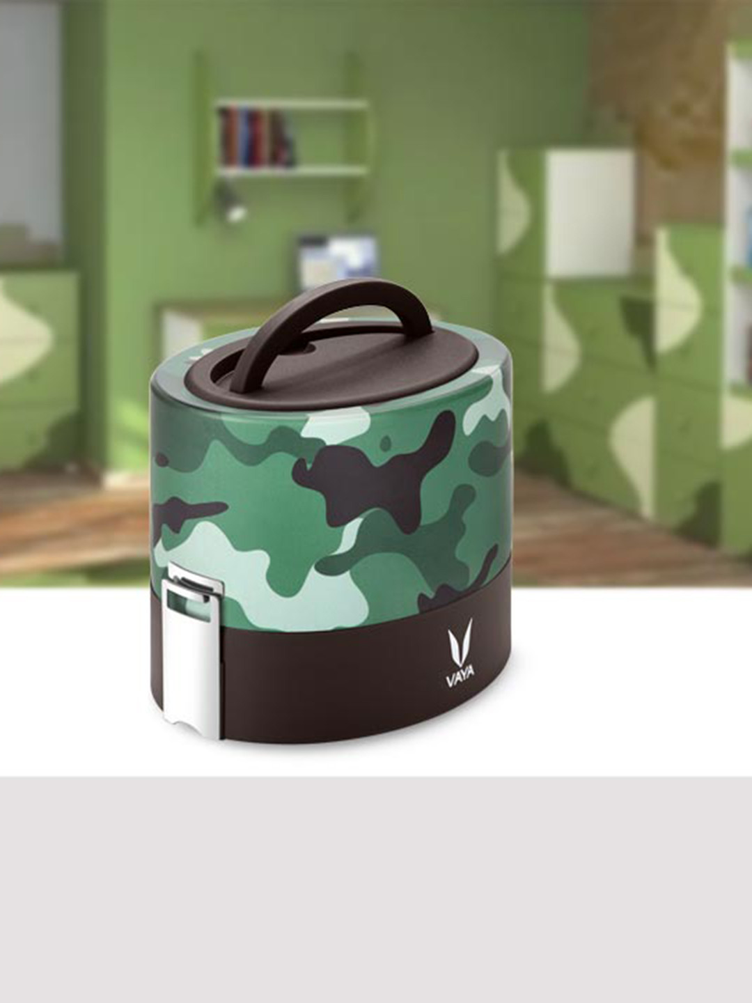 

Vaya Green & Copper-Toned Tyffyn Insulated Lunch Box with Two Container - 600 ml