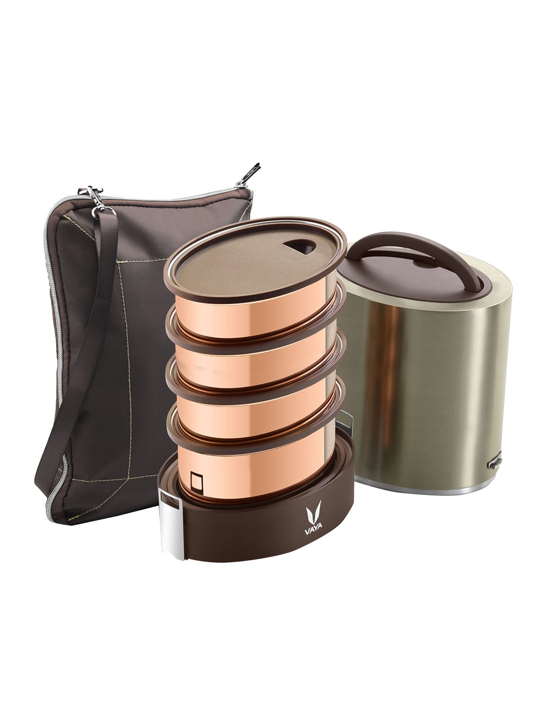 

Vaya Women Brown Solid Stainless Steel Lunch Box