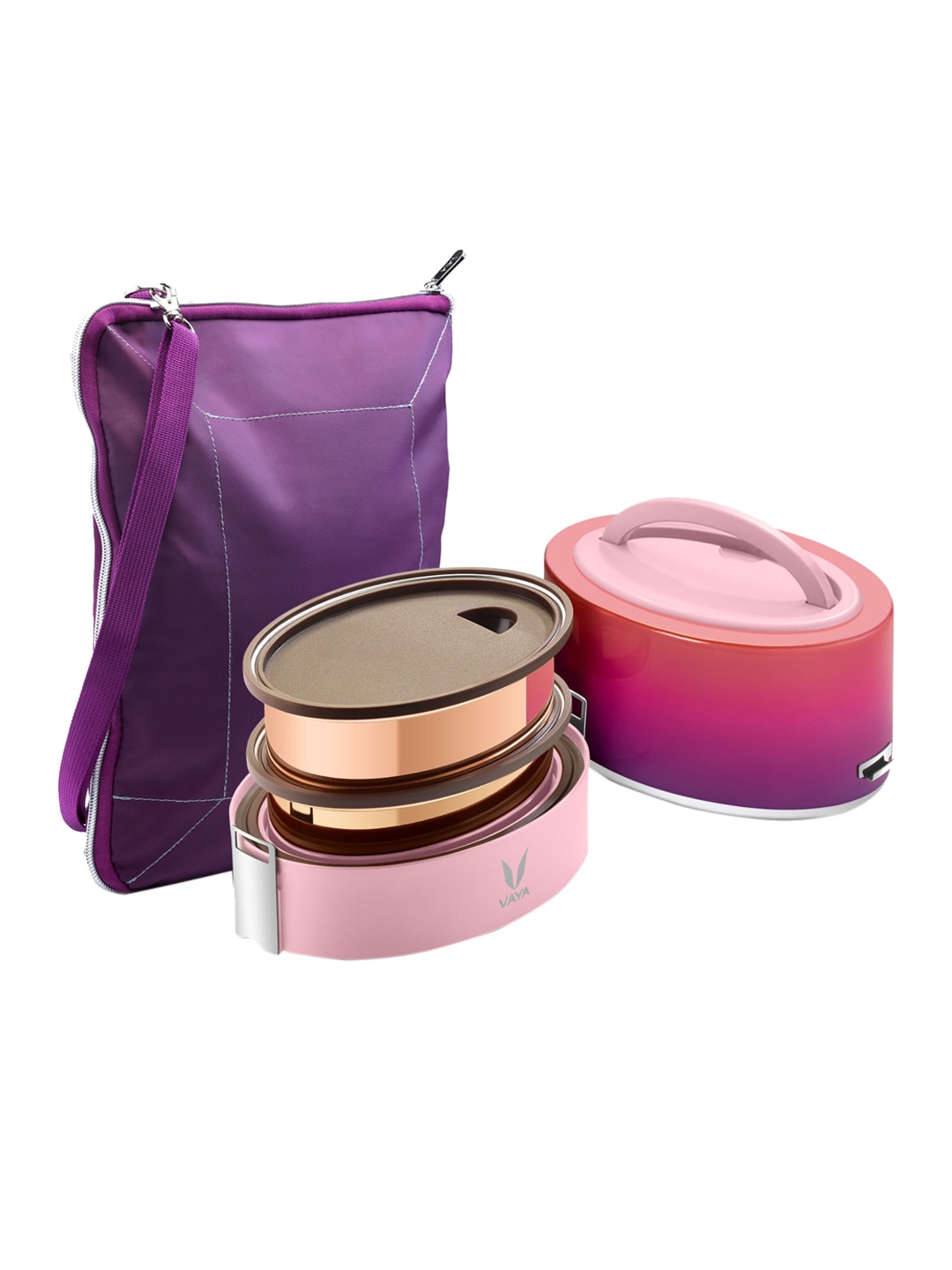 

Vaya Kids Pink & Brown Printed Stainless Steel Lunch Box- 600ml