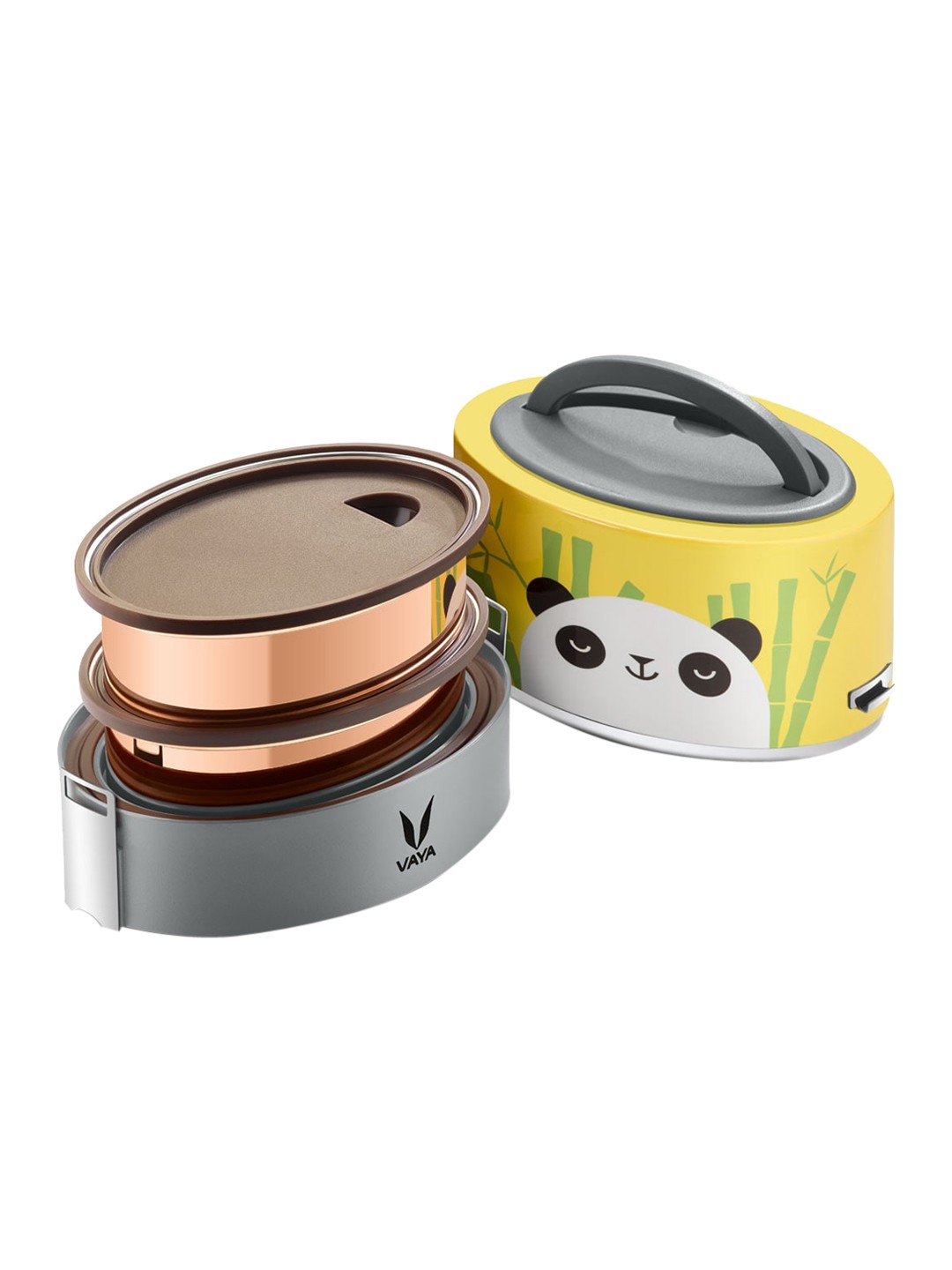 

Vaya Kids Yellow & White Printed Stainless Steel Lunch Box