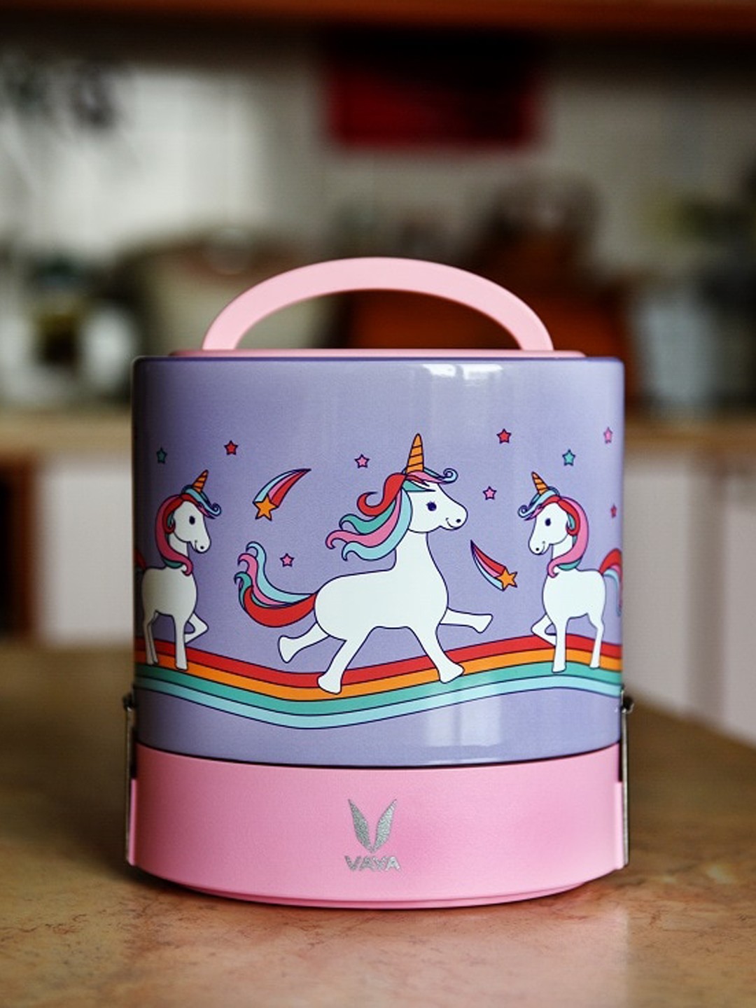 

Vaya Women Pink & Purple Printed Stainless Steel Lunch Box