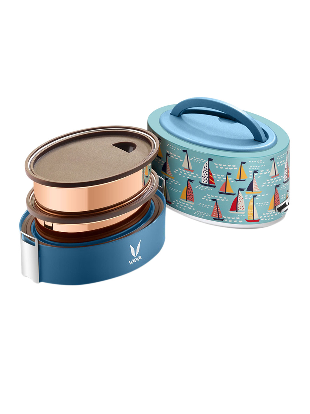 

Vaya Kids Blue Printed Stainless Steel Lunch Box