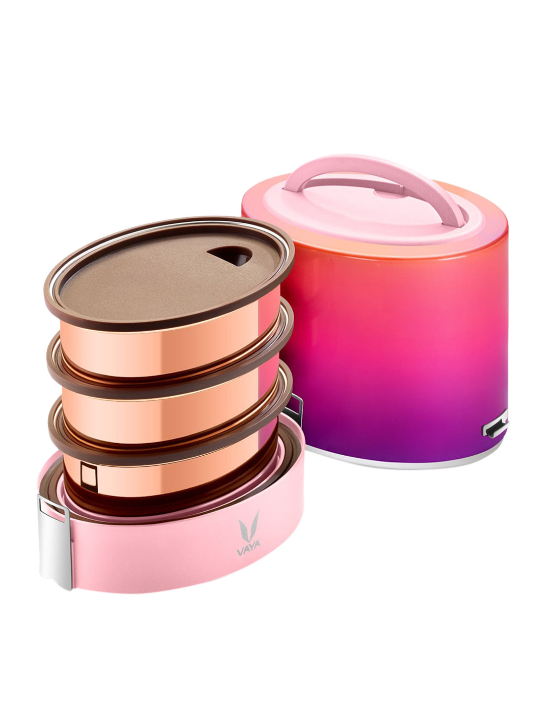 

Vaya Women Pink Solid Stainless Steel Lunch Box - 1000 ml