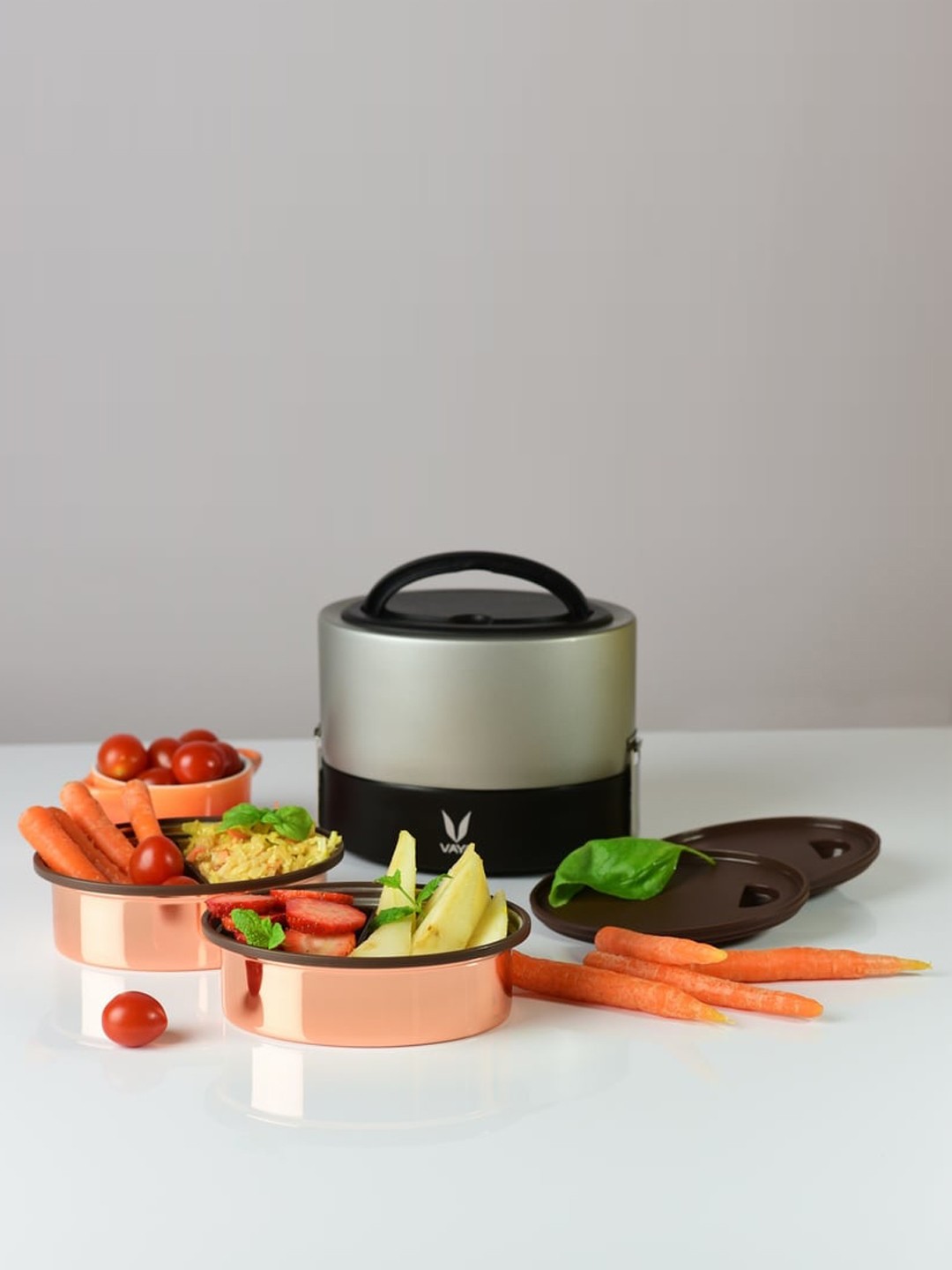 

Vaya Grey & Copper-Toned Tyffyn Lunch Box with Two Containers - 600 ml