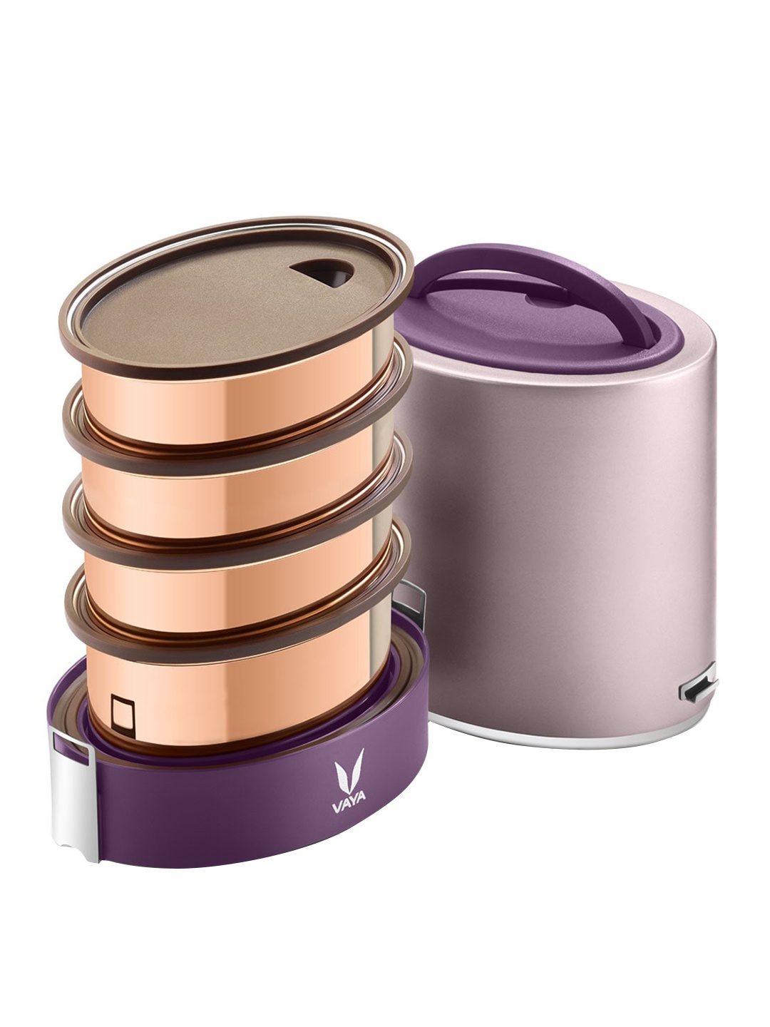 

Vaya Women Purple & Silver-Toned Solid Stainless Steel Lunch Box