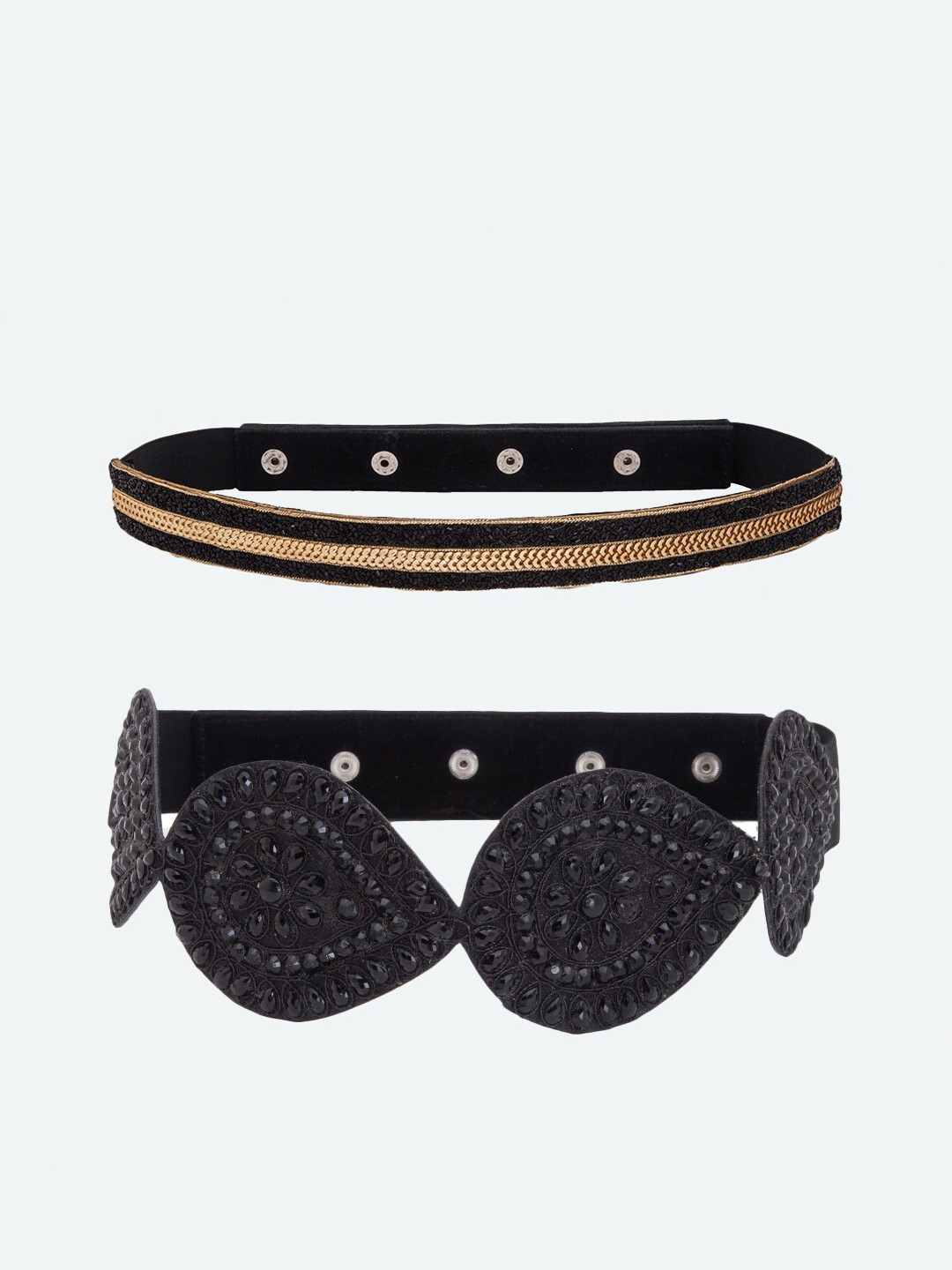 

DEEBACO Women Gold-Toned Embellished 2 PU Belt