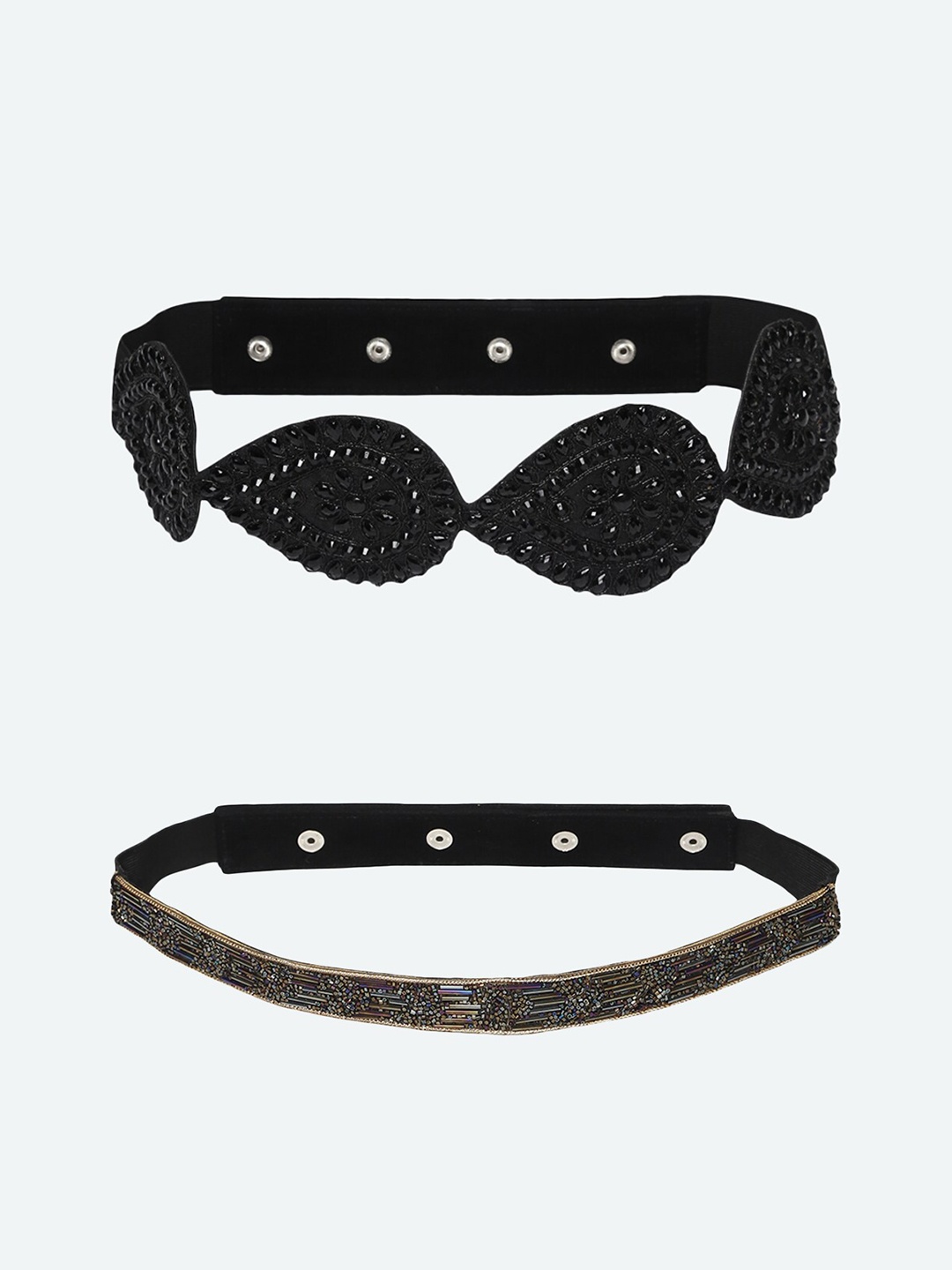 

DEEBACO Women Gold-Toned Embellished 2 PU Belt