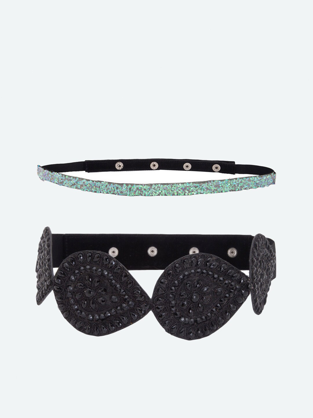 

DEEBACO Women Black Embellished 2 PU Belt
