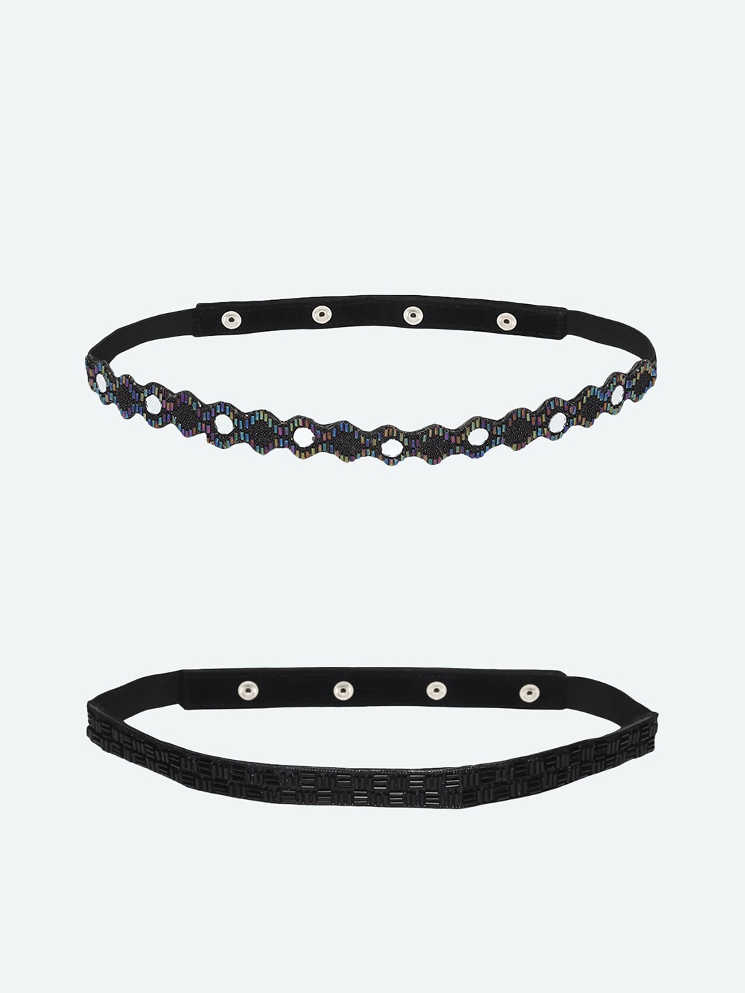 DEEBACO Women Black Embellished 2 PU Belt