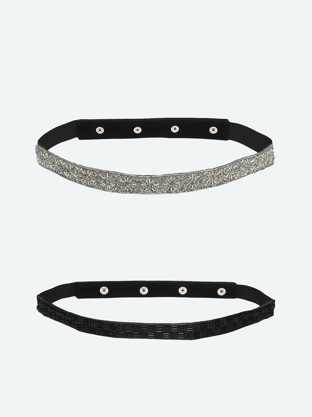 

DEEBACO Women Silver-Toned Embellished 2 PU Belt
