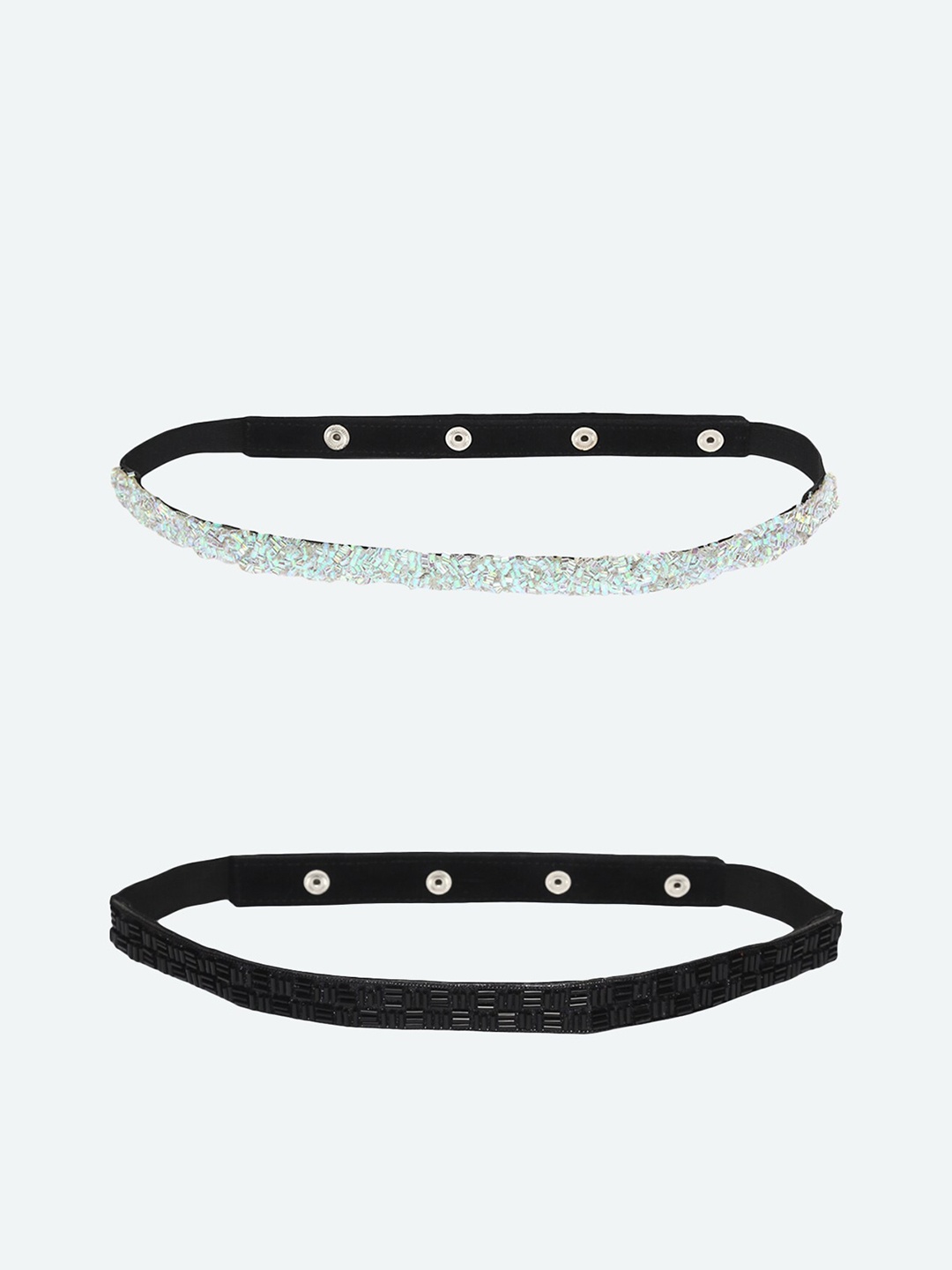 

DEEBACO Women White Embellished 2 PU Belt