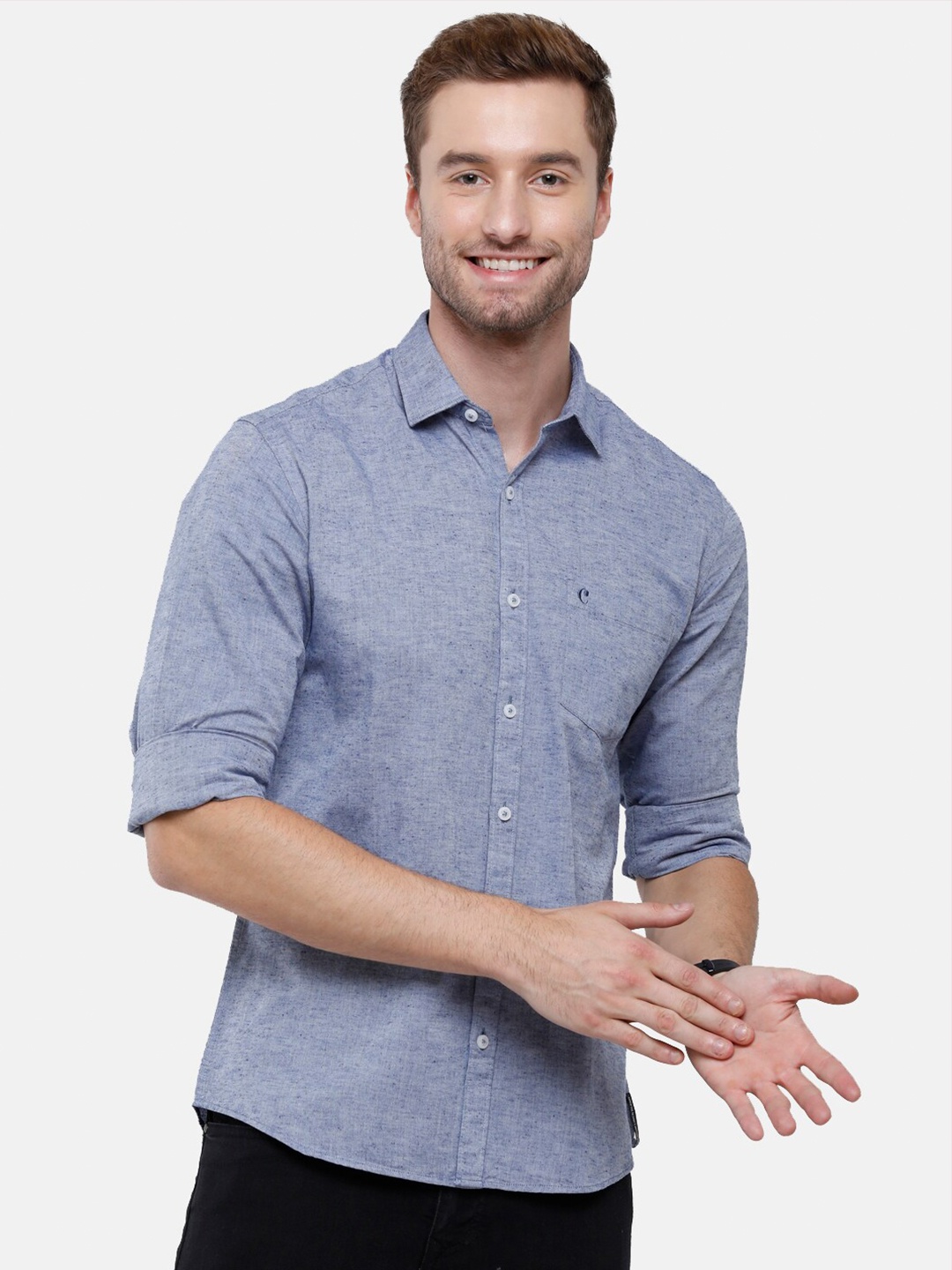 

CAVALLO by Linen Club Men Blue Casual Shirt