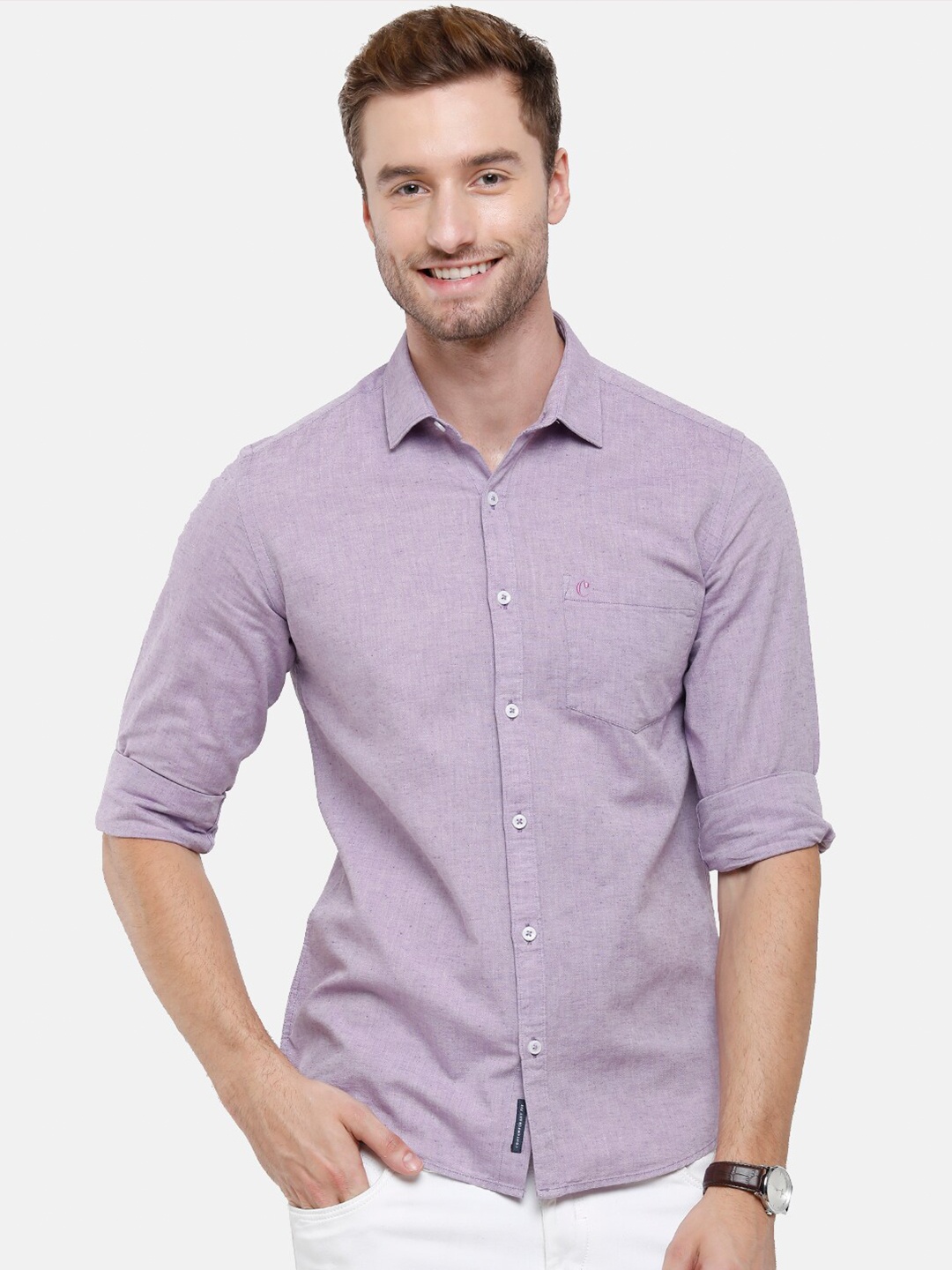 

CAVALLO by Linen Club Men Grey Linen Cotton Casual Shirt