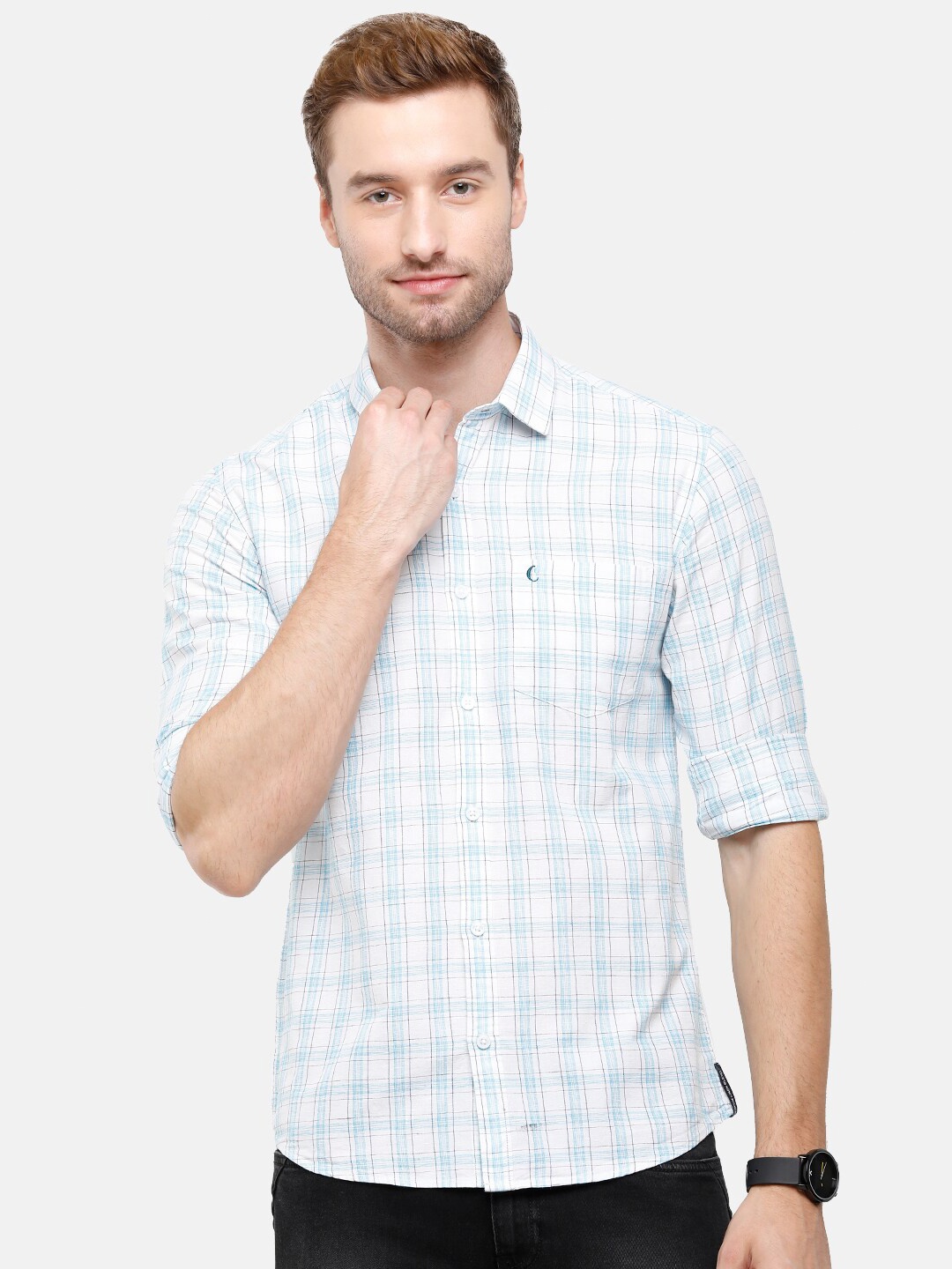 

CAVALLO by Linen Club Men Blue Checked Casual Shirt