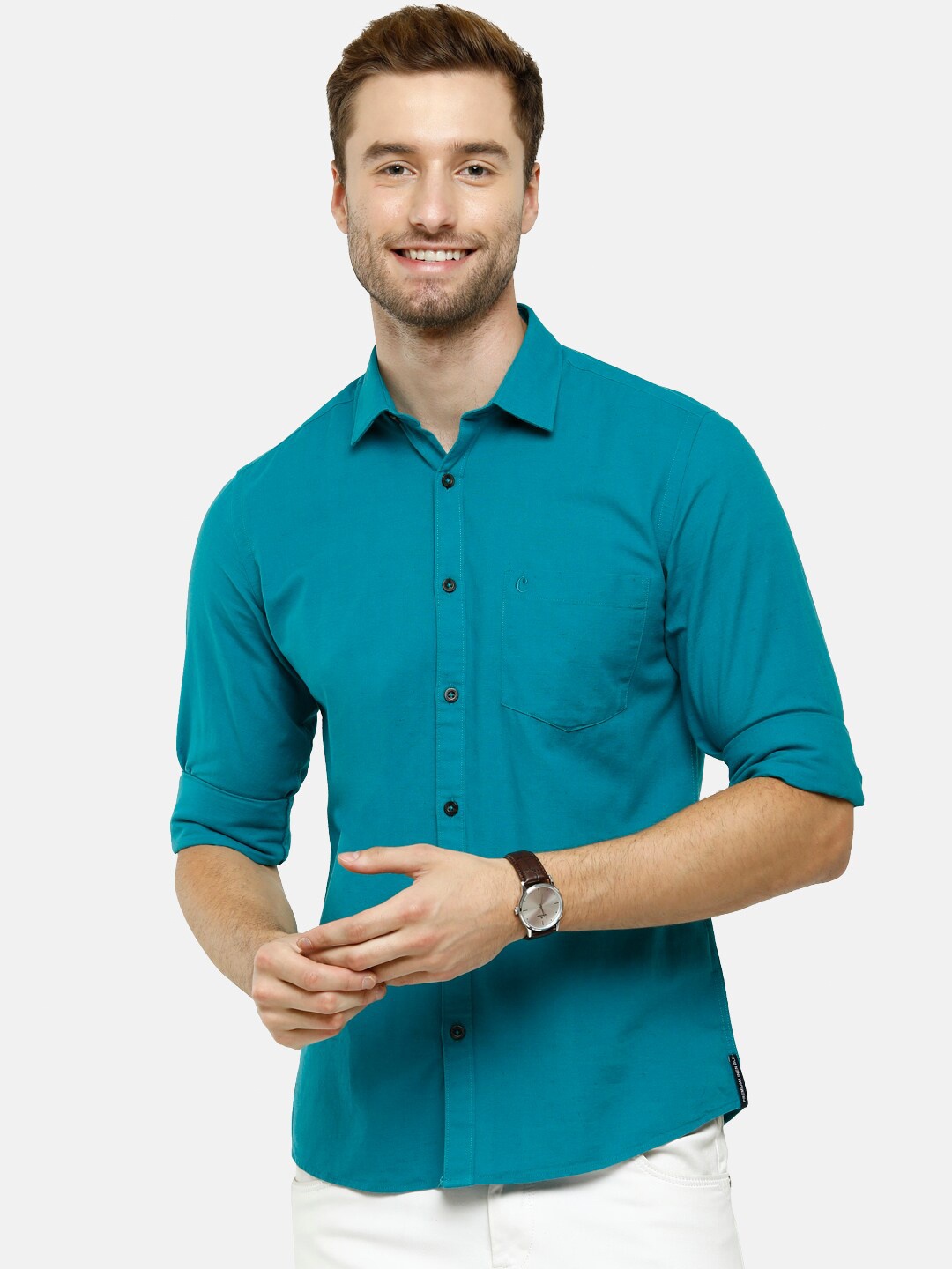 

CAVALLO by Linen Club Men Turquoise Blue Casual Shirt