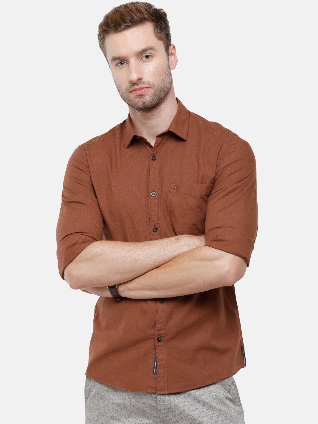 

CAVALLO by Linen Club Men Brown Casual Shirt