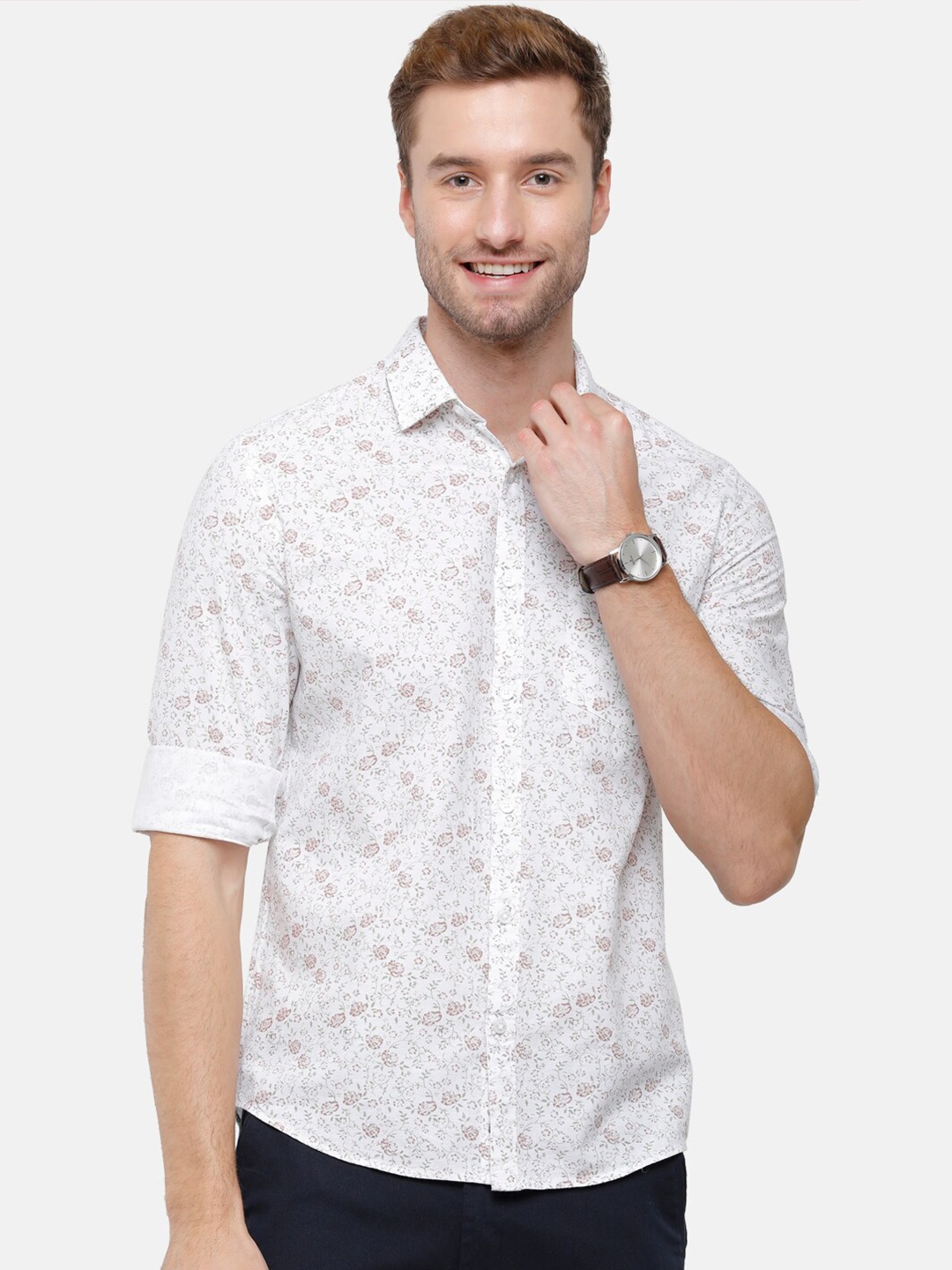 

CAVALLO by Linen Club Men White Floral Printed Casual Shirt