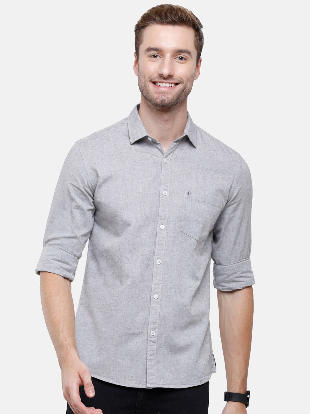 

CAVALLO by Linen Club Men Grey Casual Shirt