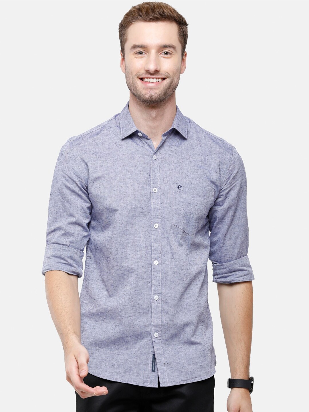 

CAVALLO by Linen Club Men Blue Casual Shirt
