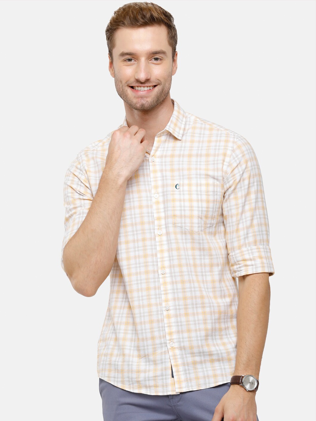 

CAVALLO by Linen Club Men White Checked Linen Cotton Casual Shirt