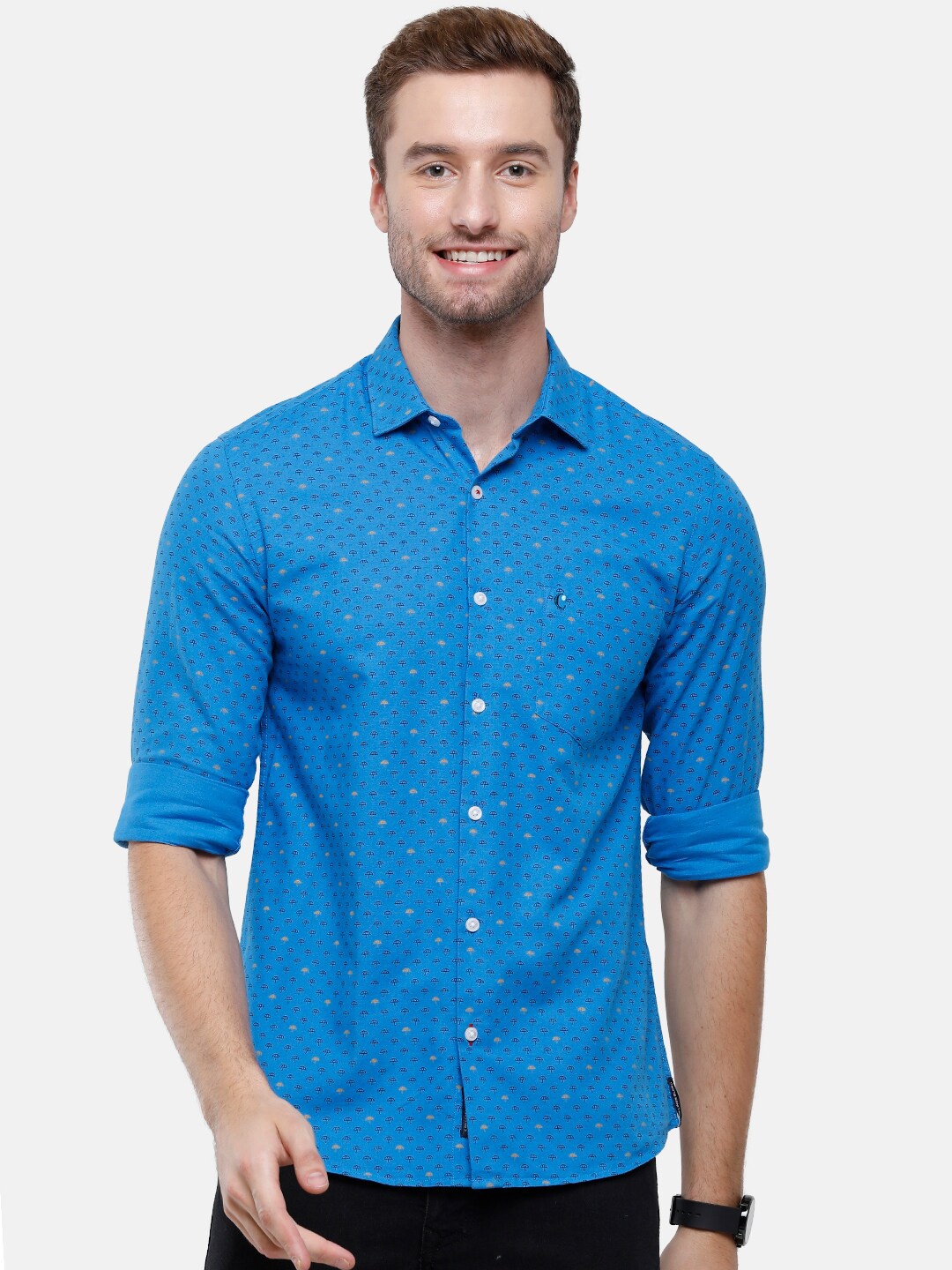 

CAVALLO by Linen Club Men Blue Printed Casual Shirt