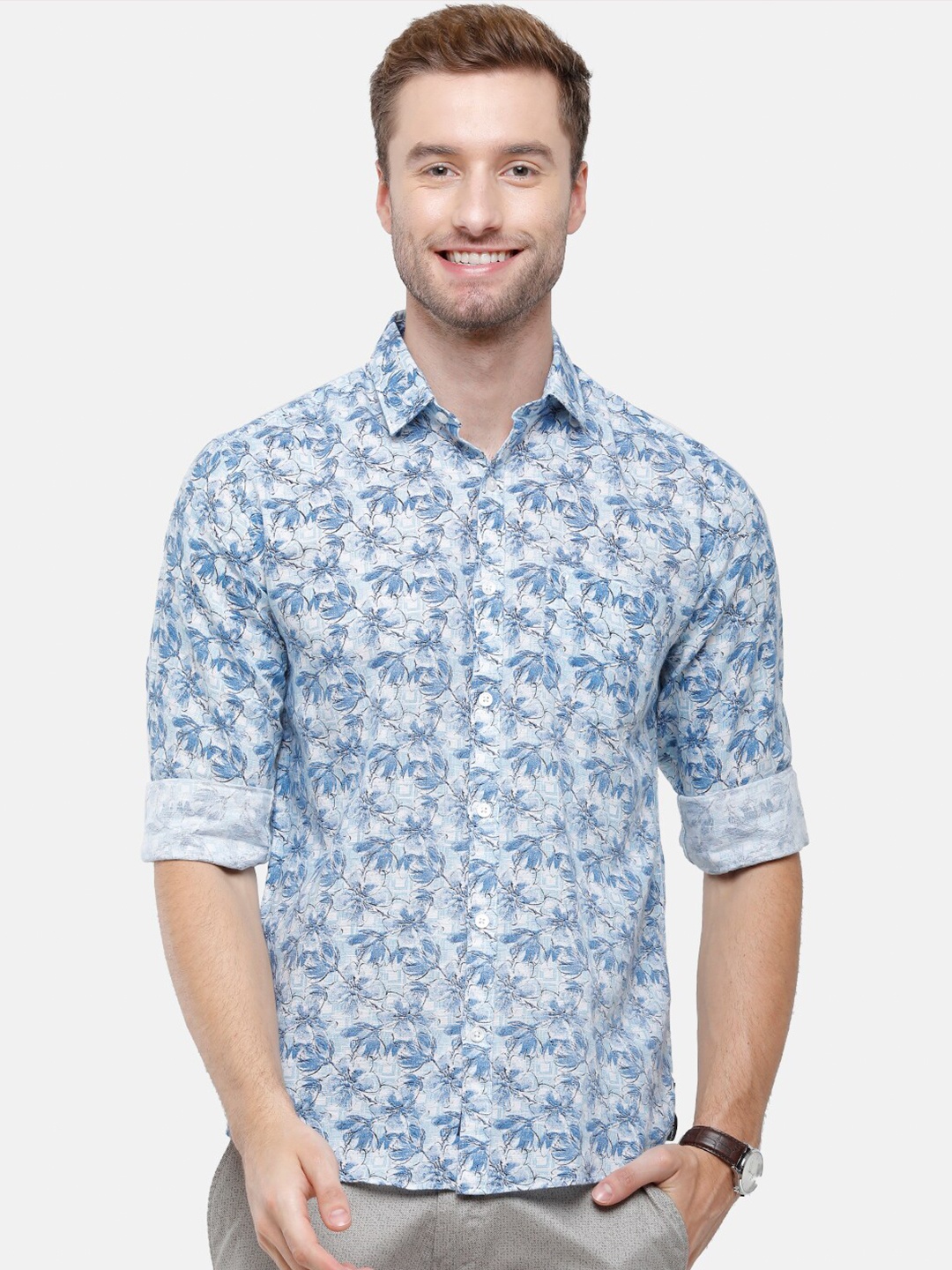 

CAVALLO by Linen Club Men Blue Printed Casual Shirt