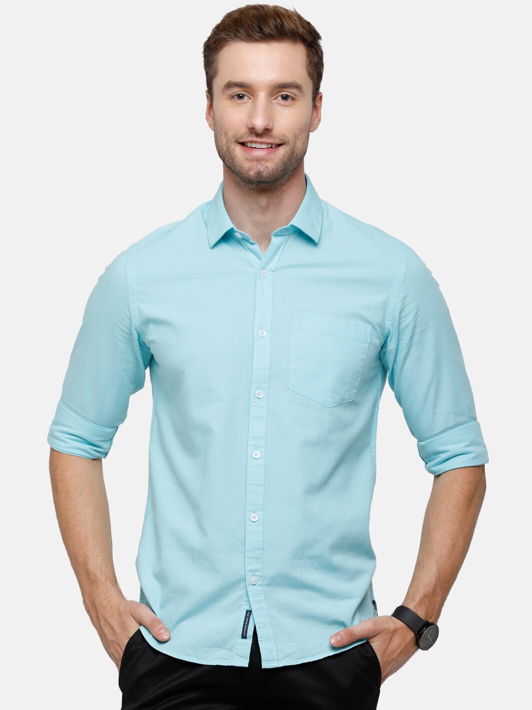 

CAVALLO by Linen Club Men Blue Casual Shirt